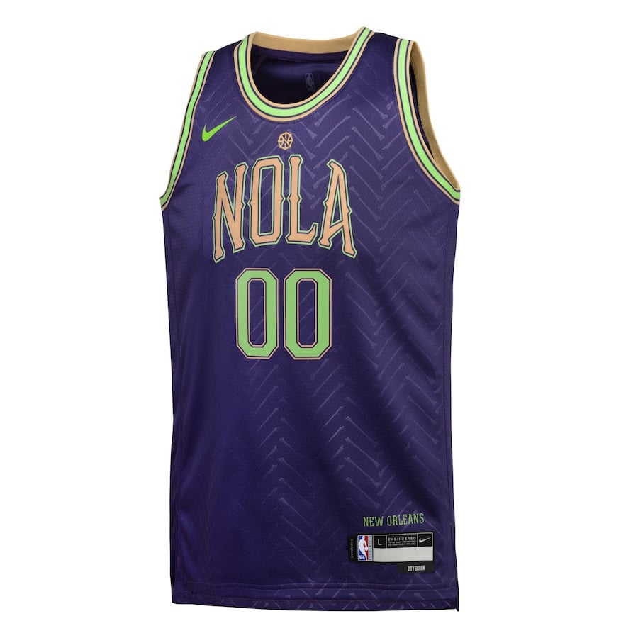 Alternative view of New Orleans Pelicans 2024/25 Swingman Custom YOUTH Basketball Jersey - City Edition - Purple - JS476 