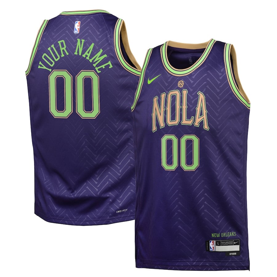 New Orleans Pelicans 2024/25 Swingman Custom YOUTH Basketball Jersey - City Edition - Purple - JS476 