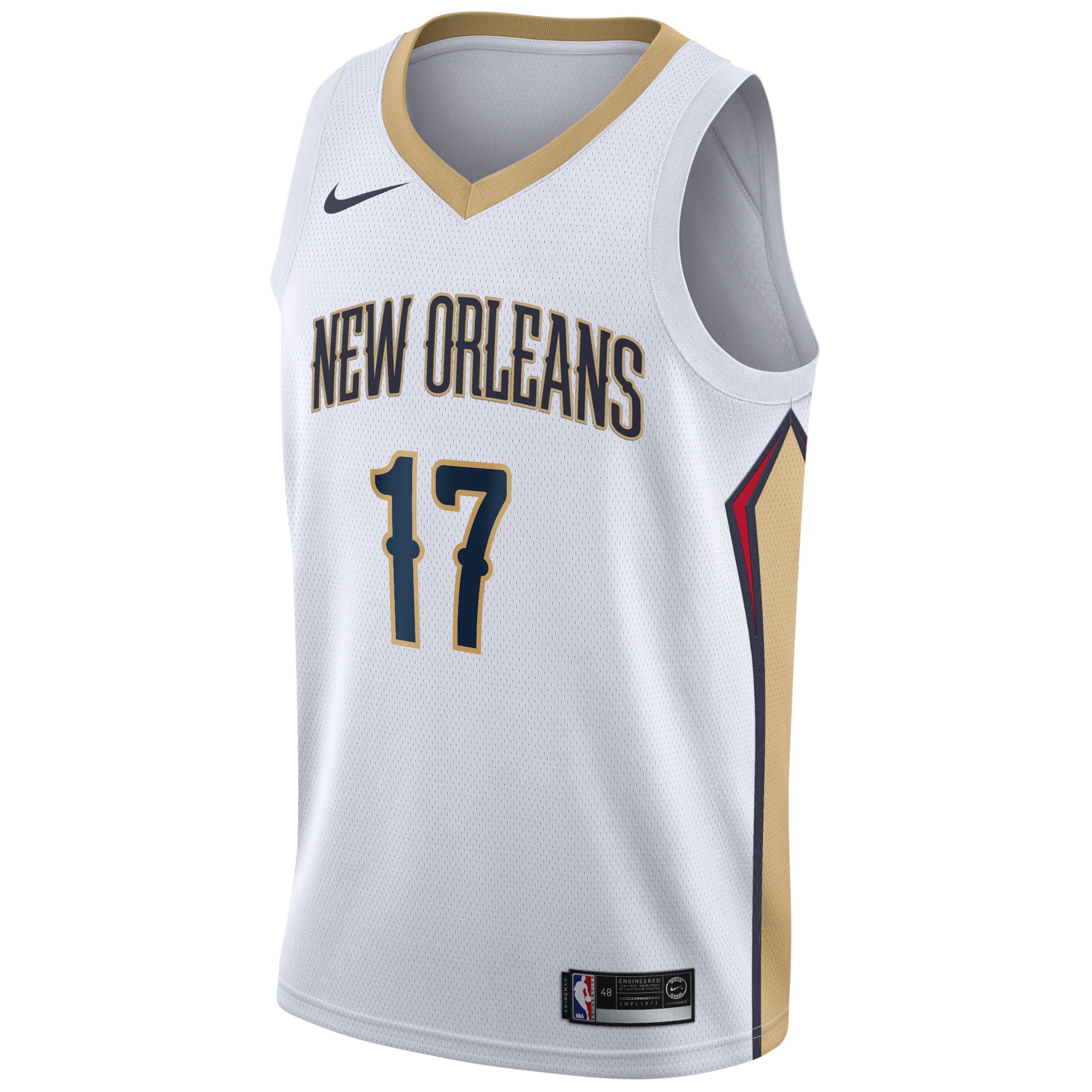 New Orleans Pelicans Association Edition Swingman Basketball Jersey - White - Jonas Valanciunas - Mens - JS644 