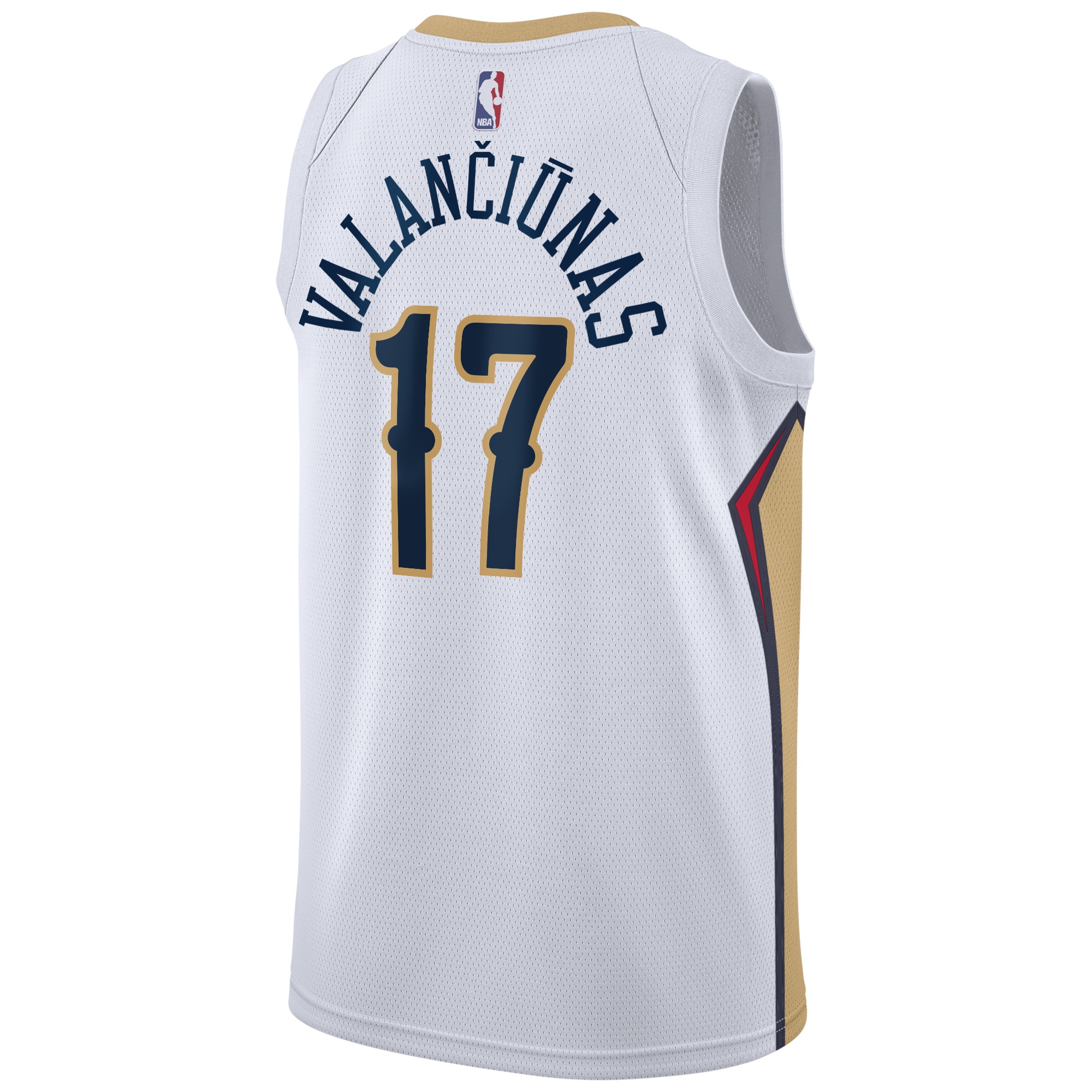 Alternative view of New Orleans Pelicans Association Edition Swingman Basketball Jersey - White - Jonas Valanciunas - Mens - JS644 