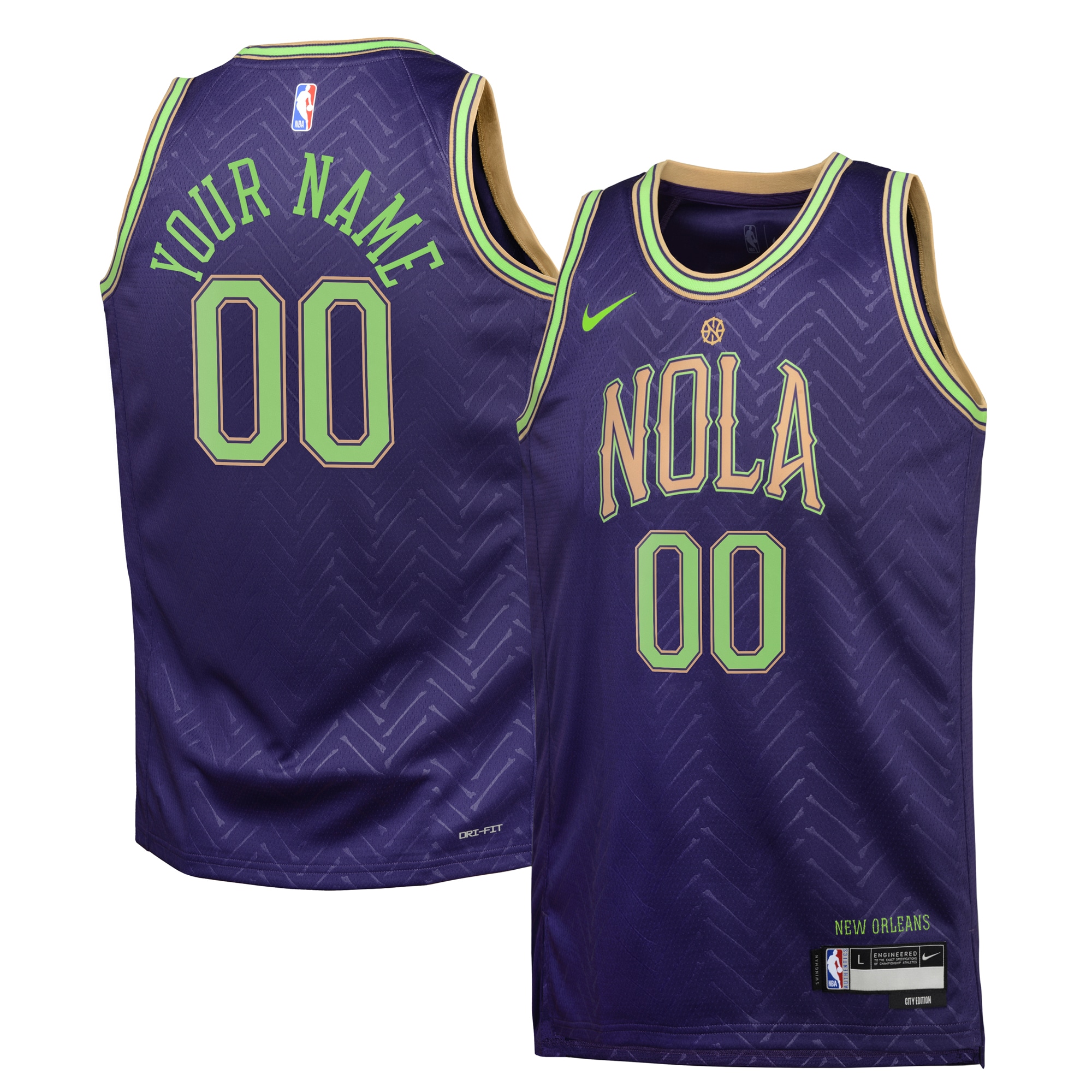 New Orleans Pelicans City Edition Swingman Basketball Jersey 2024 - Custom - Youth - JS226 
