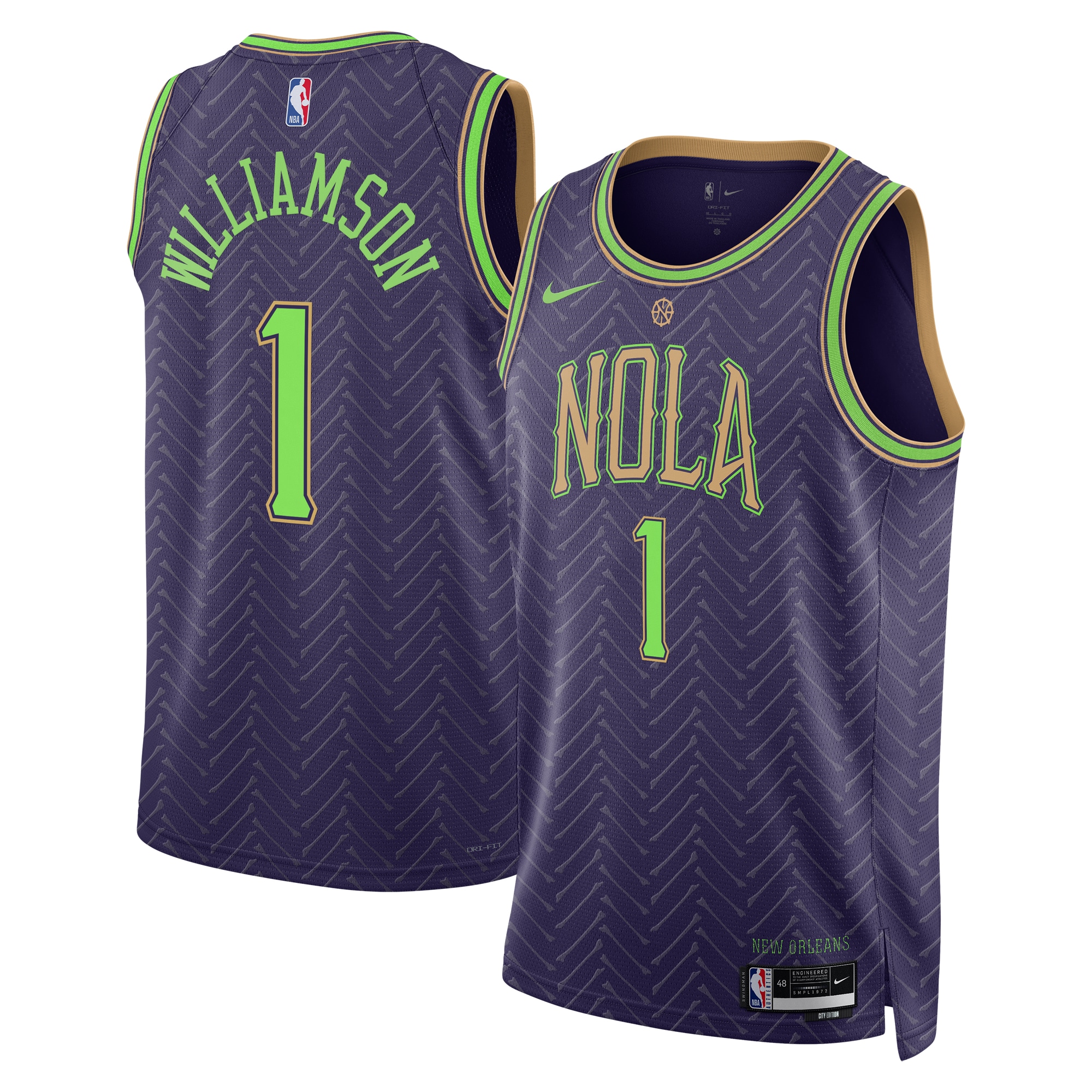 New Orleans Pelicans City Edition Swingman Basketball Jersey 2024 - Purple - Zion Williamson - Unisex - JS483 