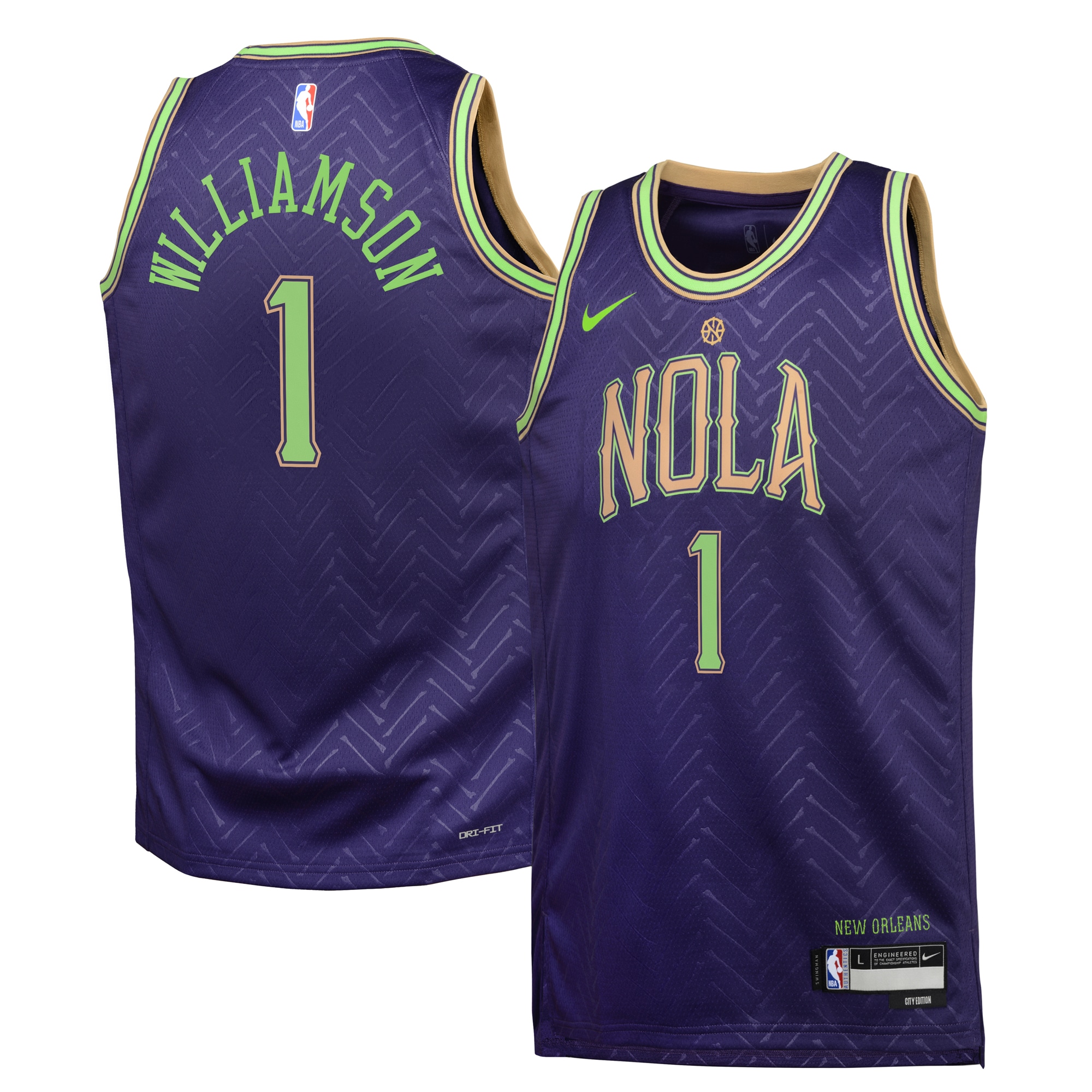 New Orleans Pelicans City Edition Swingman Basketball Jersey 2024 - Purple - Zion Williamson - Youth - JS448 