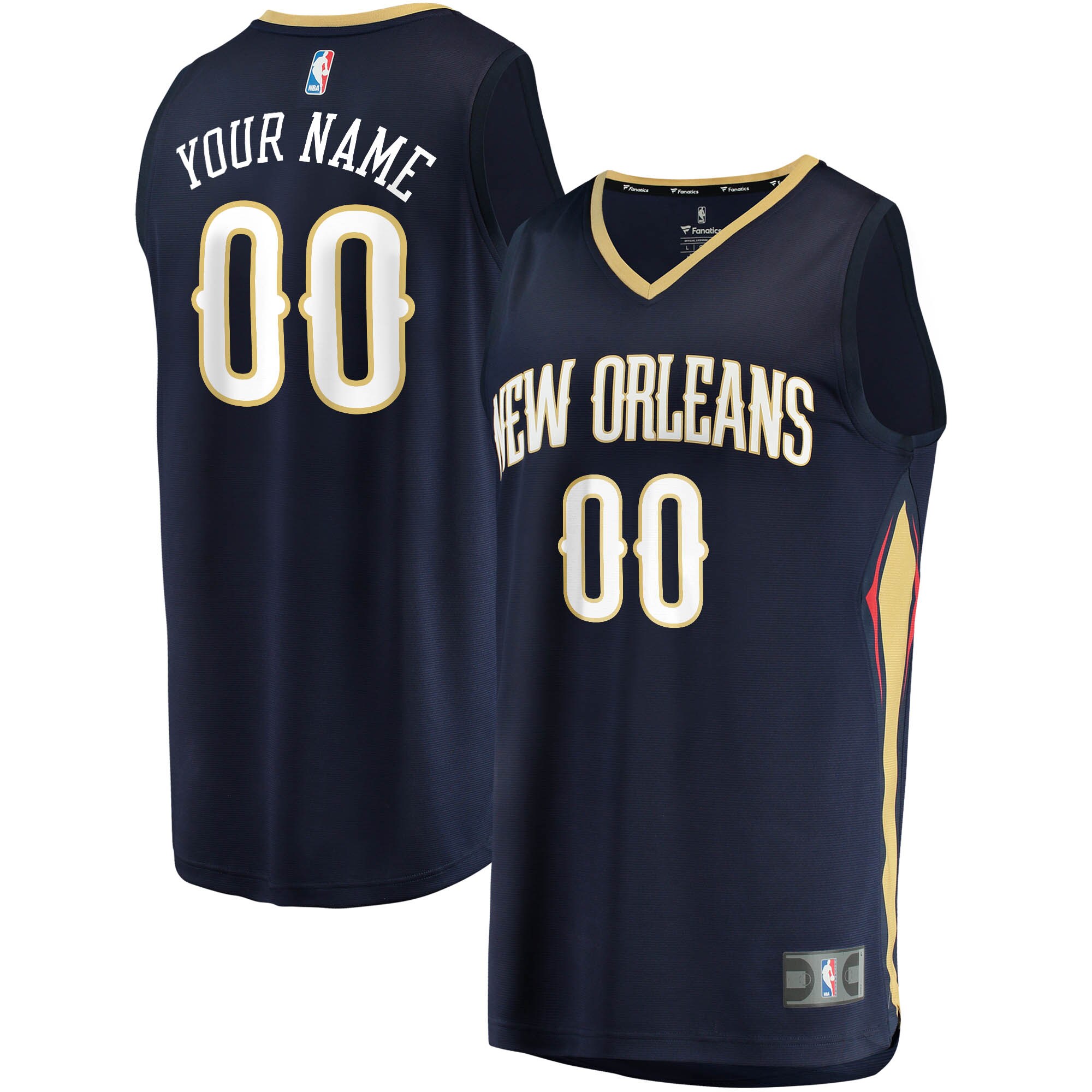 New Orleans Pelicans Fanatics Fast Break Custom Replica Basketball Jersey Navy - Icon Edition