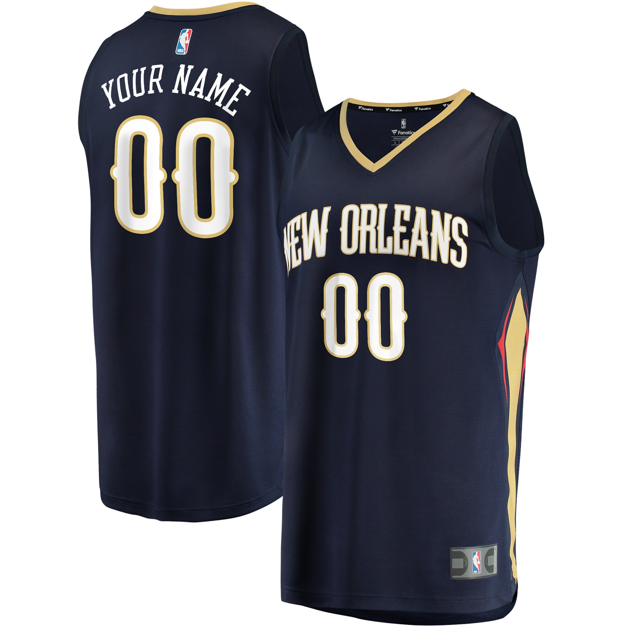 New Orleans Pelicans Fanatics Youth Fast Break Custom Basketball Jersey - Navy - Icon Edition