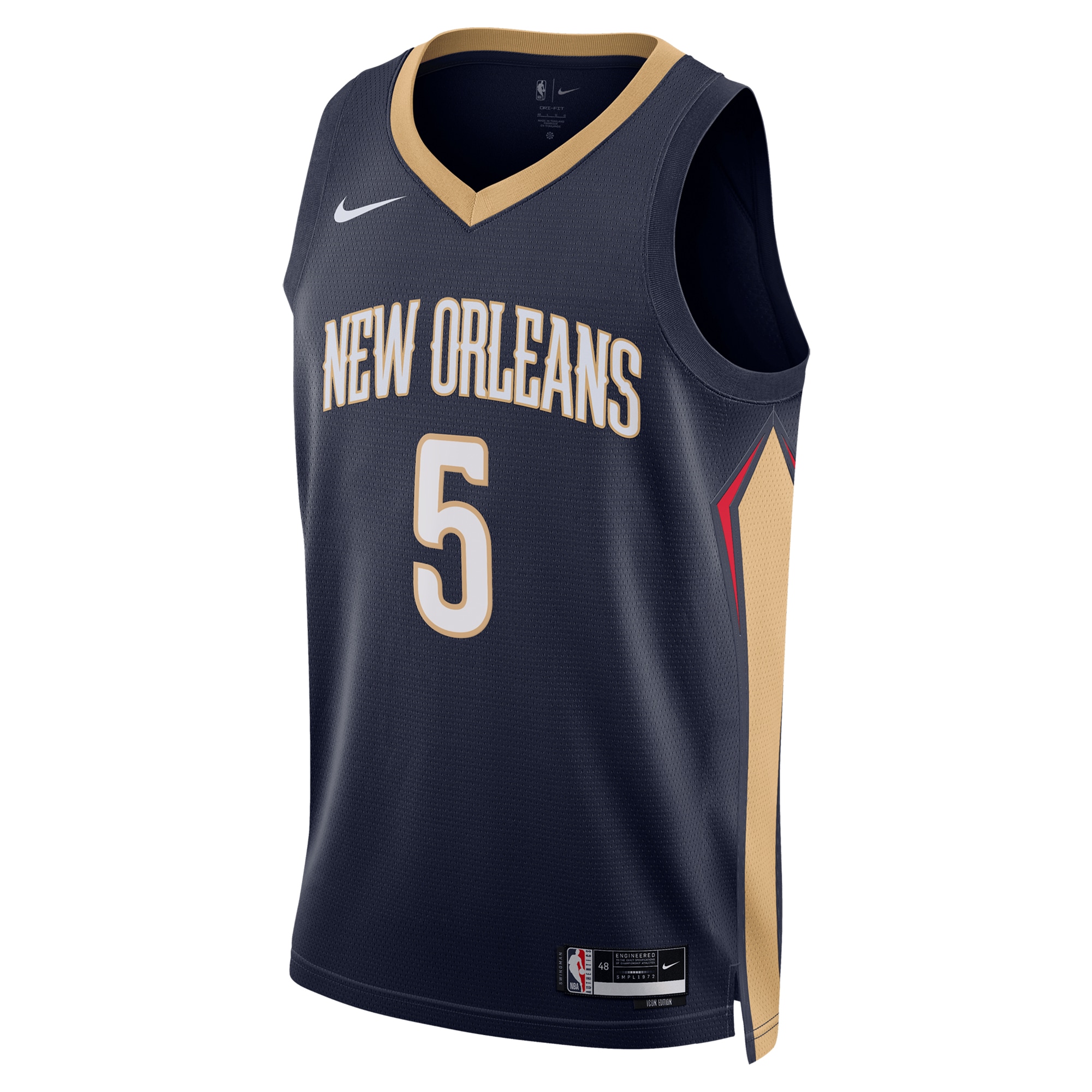 Alternative view of New Orleans Pelicans Icon Edition Swingman Basketball Jersey - Navy - Dejounte Murray - Unisex - JS570 