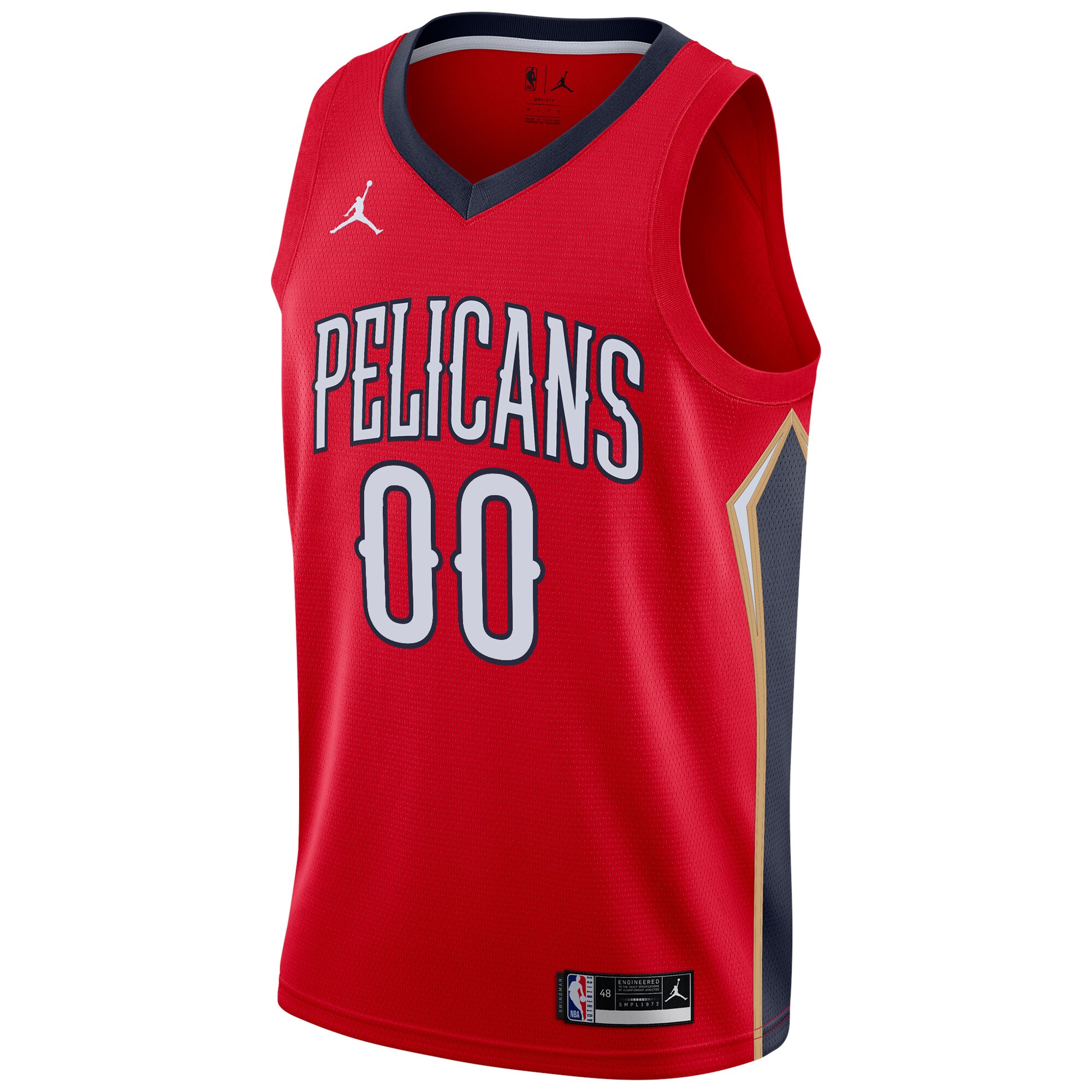 Alternative view of New Orleans Pelicans Jordan Brand Swingman Custom Basketball Jersey - Statement Edition - Red
