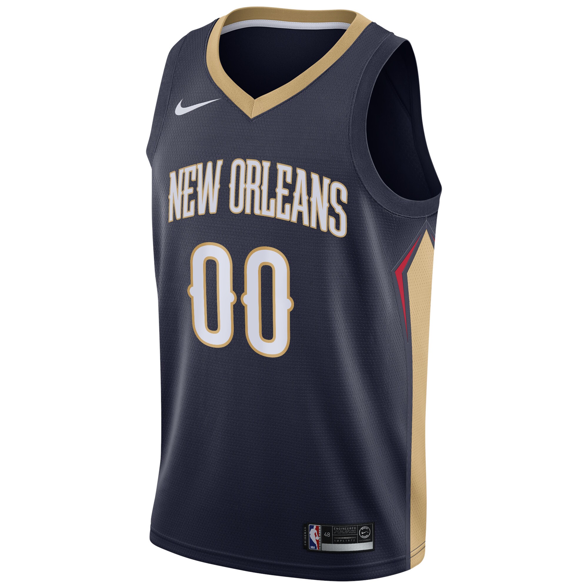 Alternative view of New Orleans Pelicans Swingman Custom Basketball Jersey Navy - Icon Edition