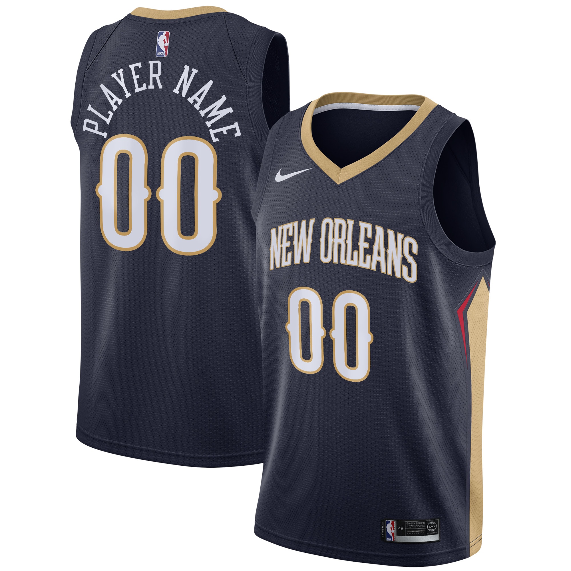New Orleans Pelicans Swingman Custom Basketball Jersey Navy - Icon Edition