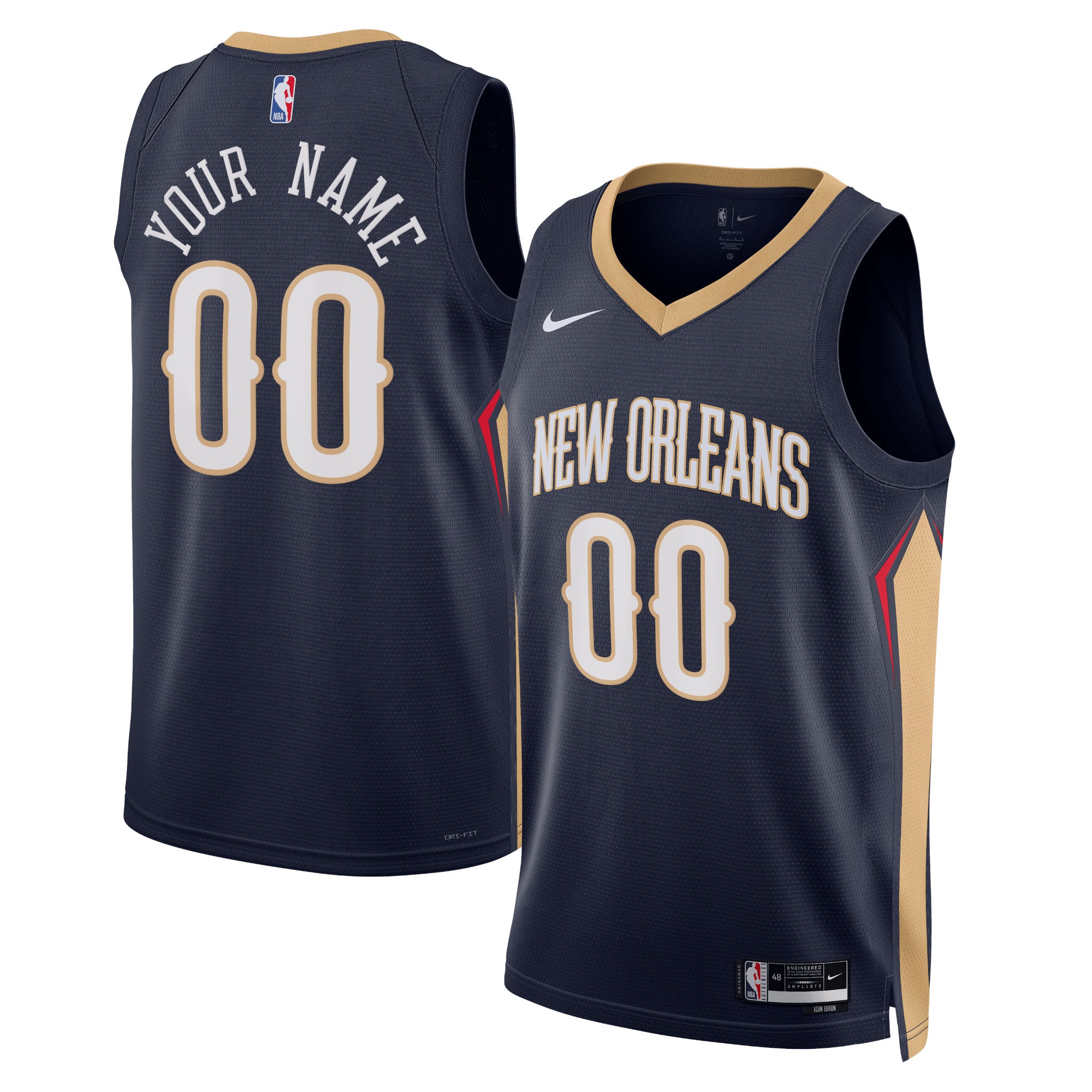 New Orleans Pelicans Unisex 2022/23 Swingman Custom Basketball Jersey Navy - Icon Edition