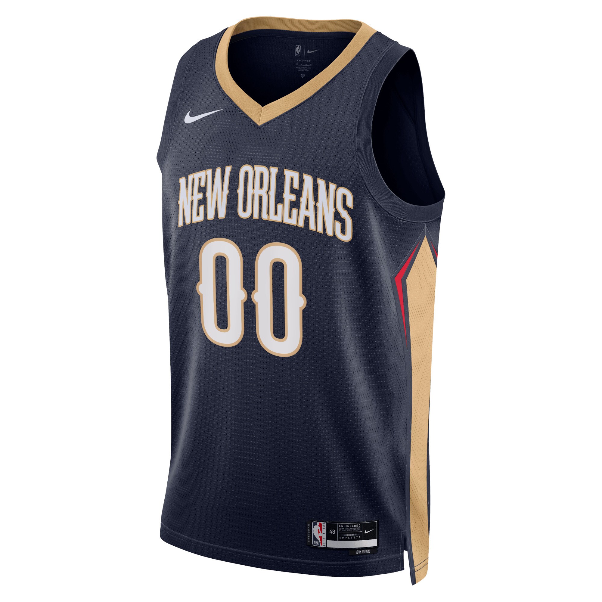 Alternative view of New Orleans Pelicans Unisex 2022/23 Swingman Custom Basketball Jersey Navy - Icon Edition