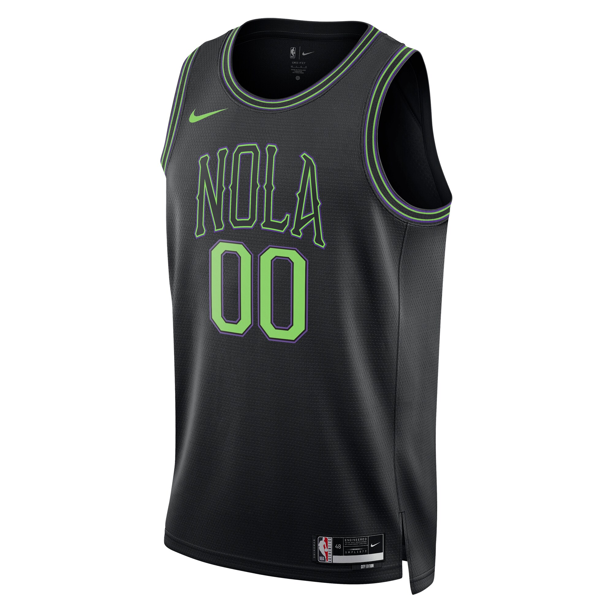 Alternative view of New Orleans Pelicans Unisex 2023/24 Custom Swingman Basketball Jersey - Black - City Edition
