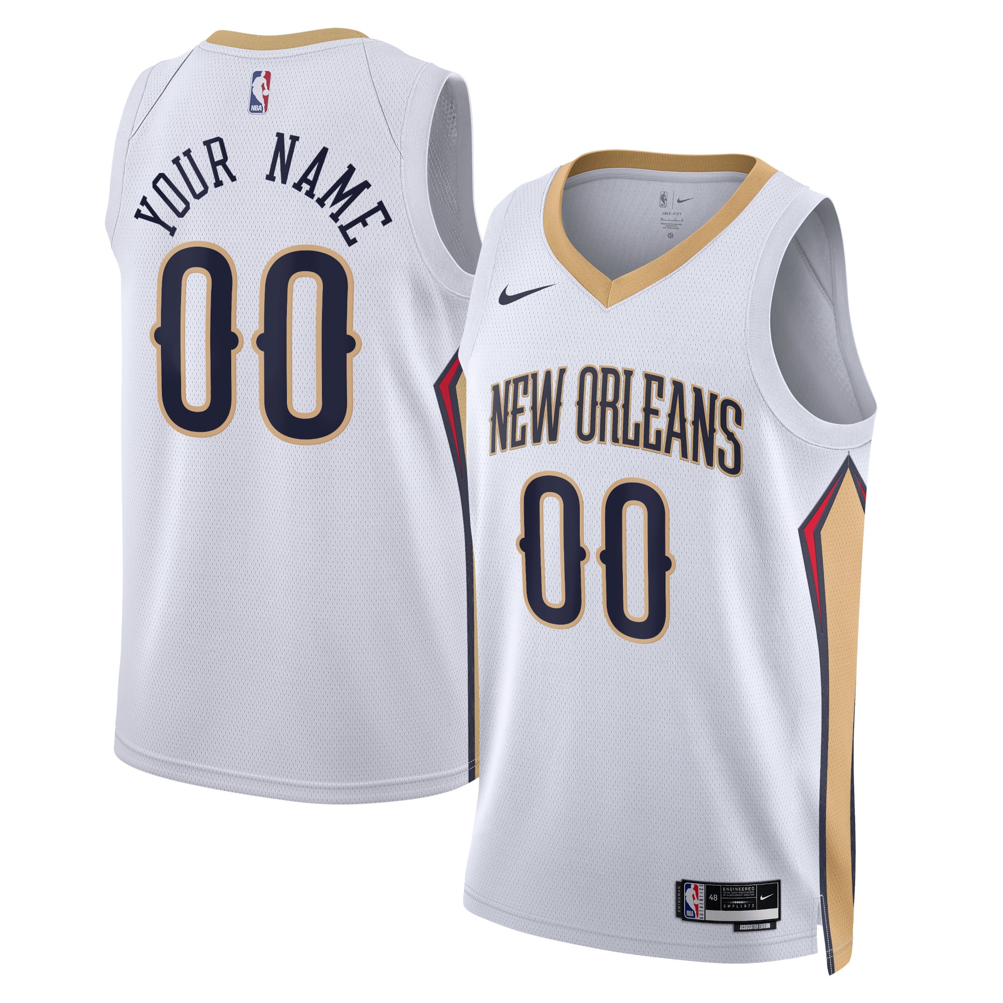 New Orleans Pelicans Unisex Swingman Custom Basketball Jersey White - Association Edition