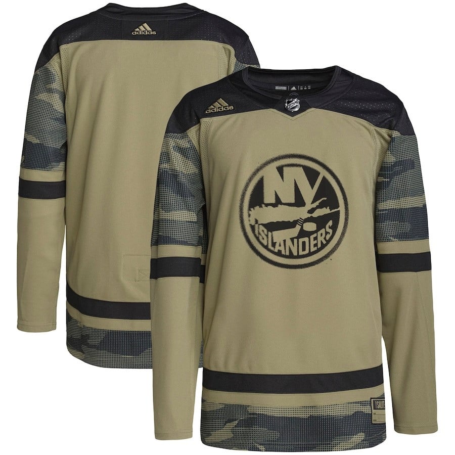 New York Islanders Military Appreciation Team Practice Men Hockey Jersey - Camo - JS884 