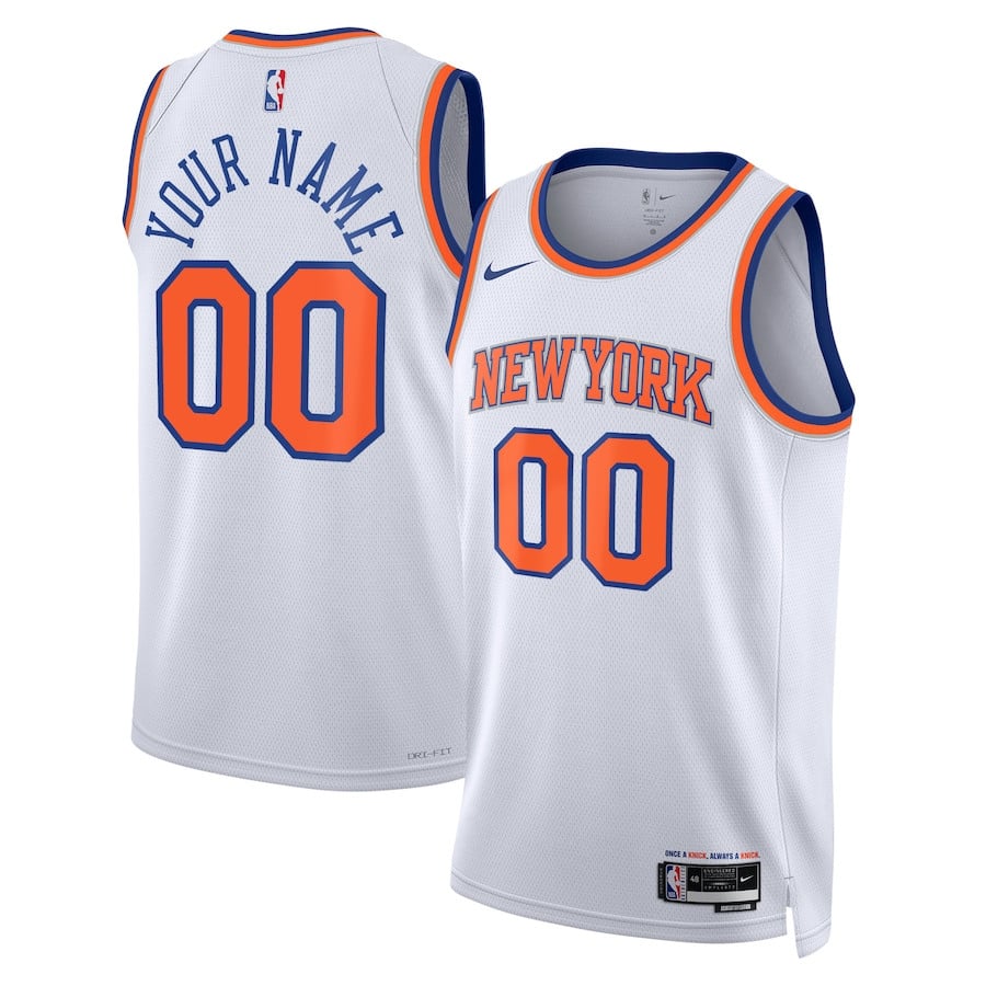New York Knicks 2023/24 Association Swingman Custom Men Basketball Jersey - White - JS386 