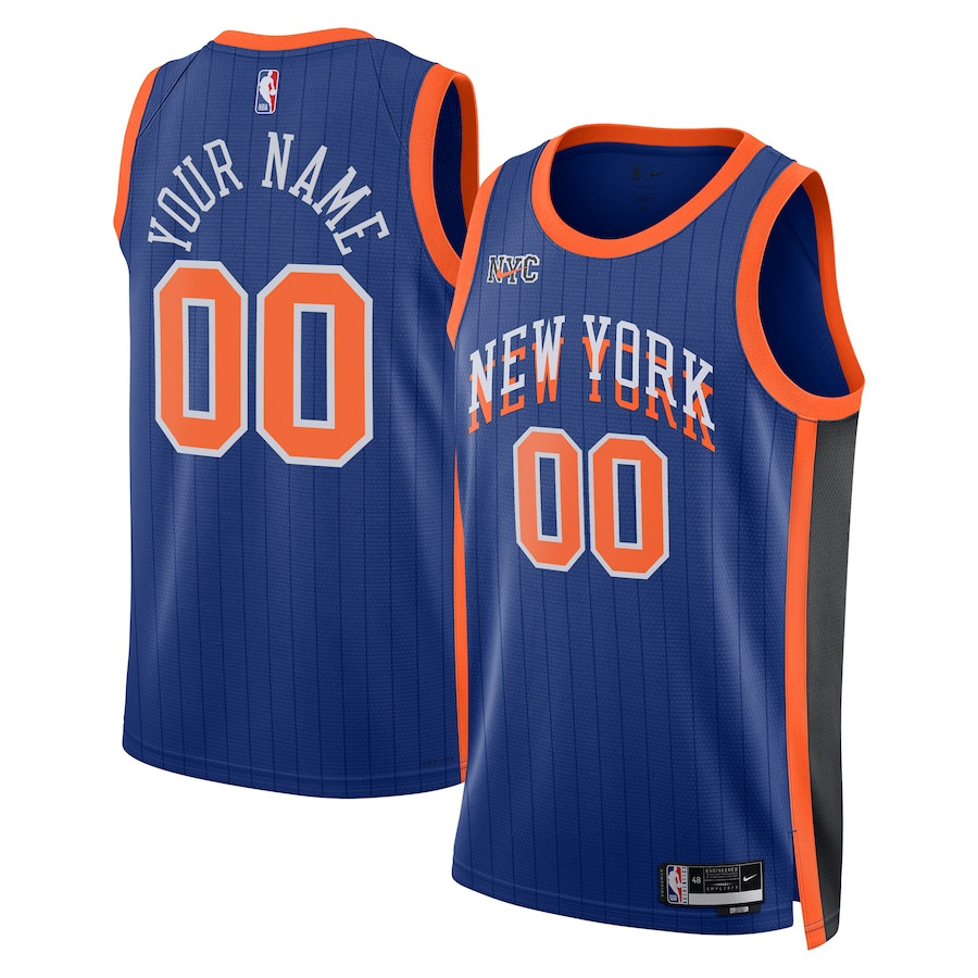 New York Knicks 2023/24 City Edition Swingman Custom Basketball Jersey - Blue - JS732 