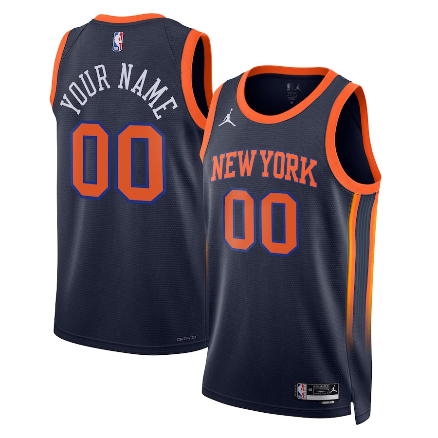 New York Knicks 2023/24 Statement Swingman Custom Men Basketball Jersey - Navy - JS916 