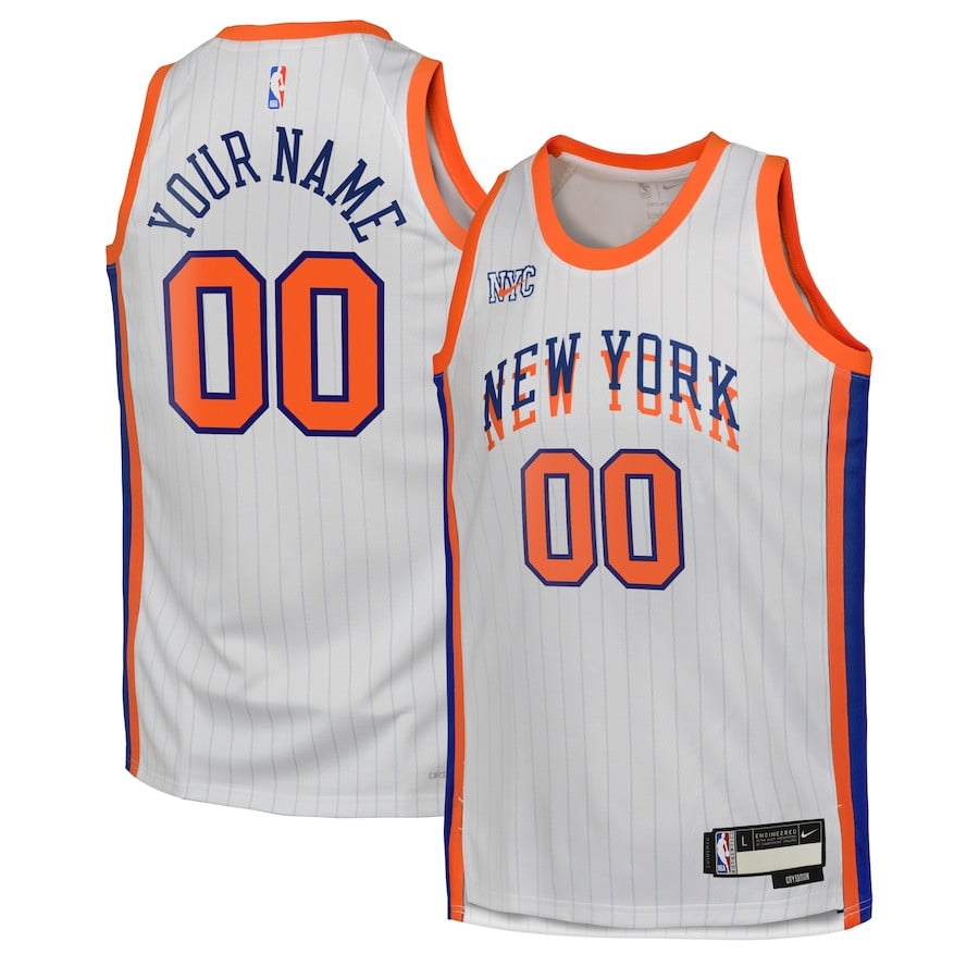 New York Knicks 2024/25 Swingman Custom YOUTH Basketball Jersey - City Edition - White - JS882 