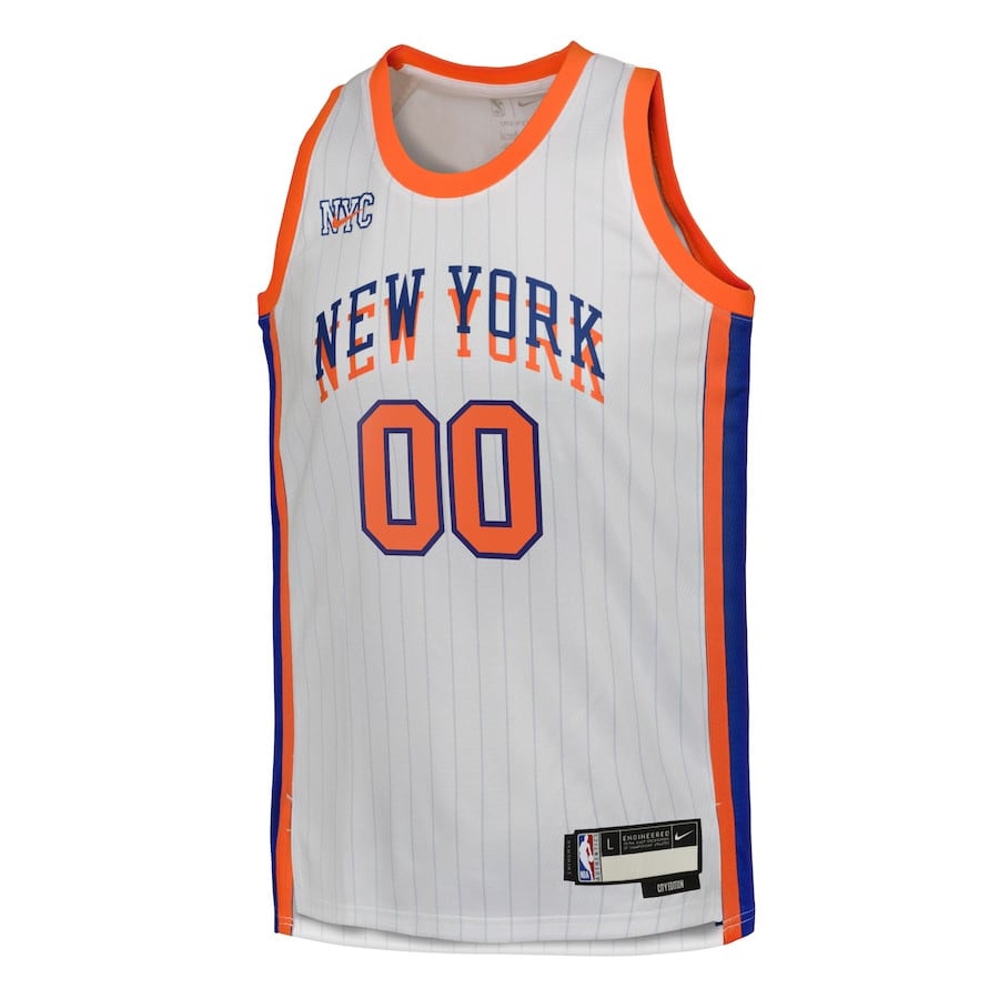 Alternative view of New York Knicks 2024/25 Swingman Custom YOUTH Basketball Jersey - City Edition - White - JS882 