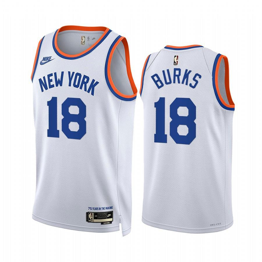 New York Knicks Alec Burks 18 White Year Zero Classic Edition Basketball Jersey - Men Basketball Jersey - JS469 