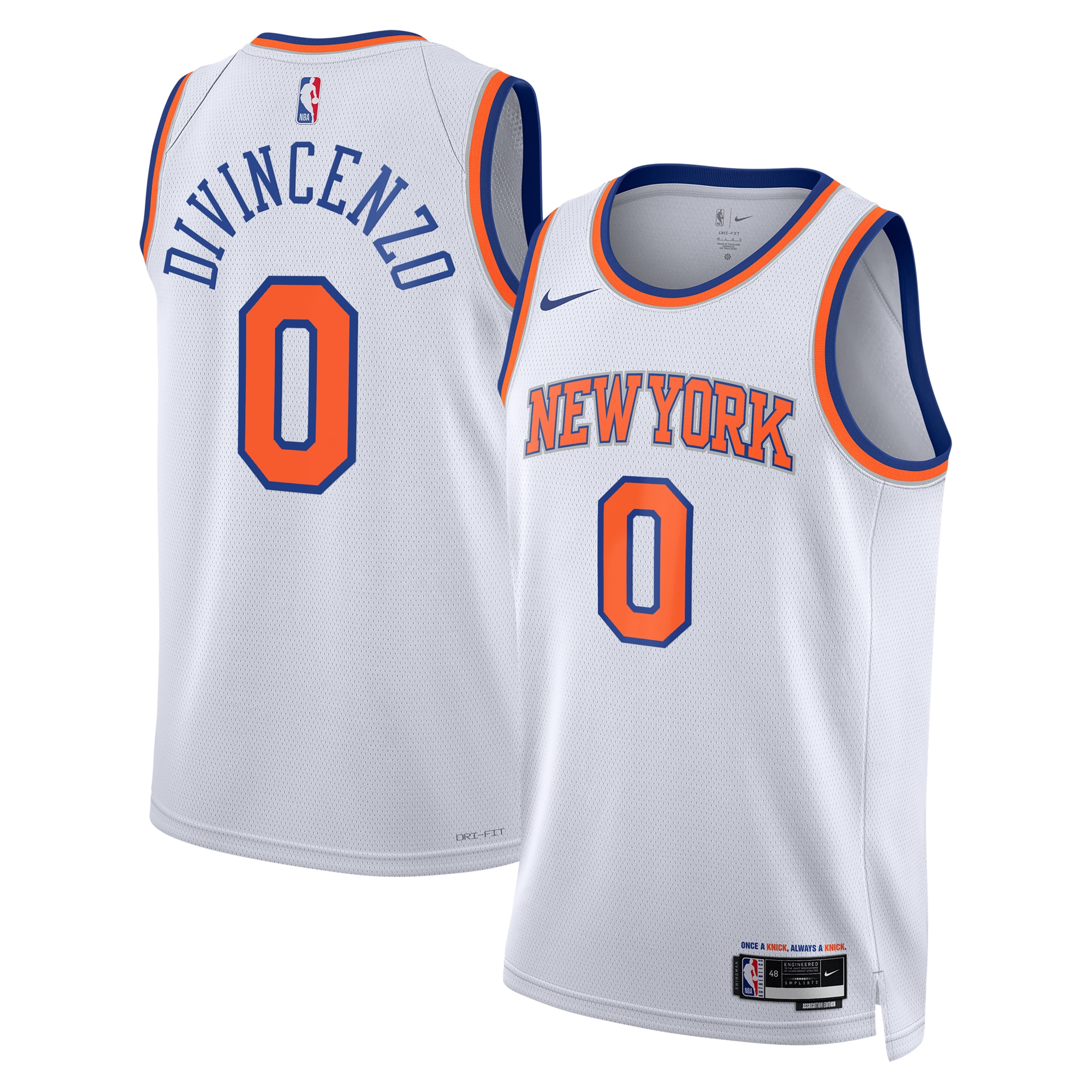 New York Knicks Association Edition Swingman Basketball Jersey - White - Donte DiVincenzo - Unisex - JS394 