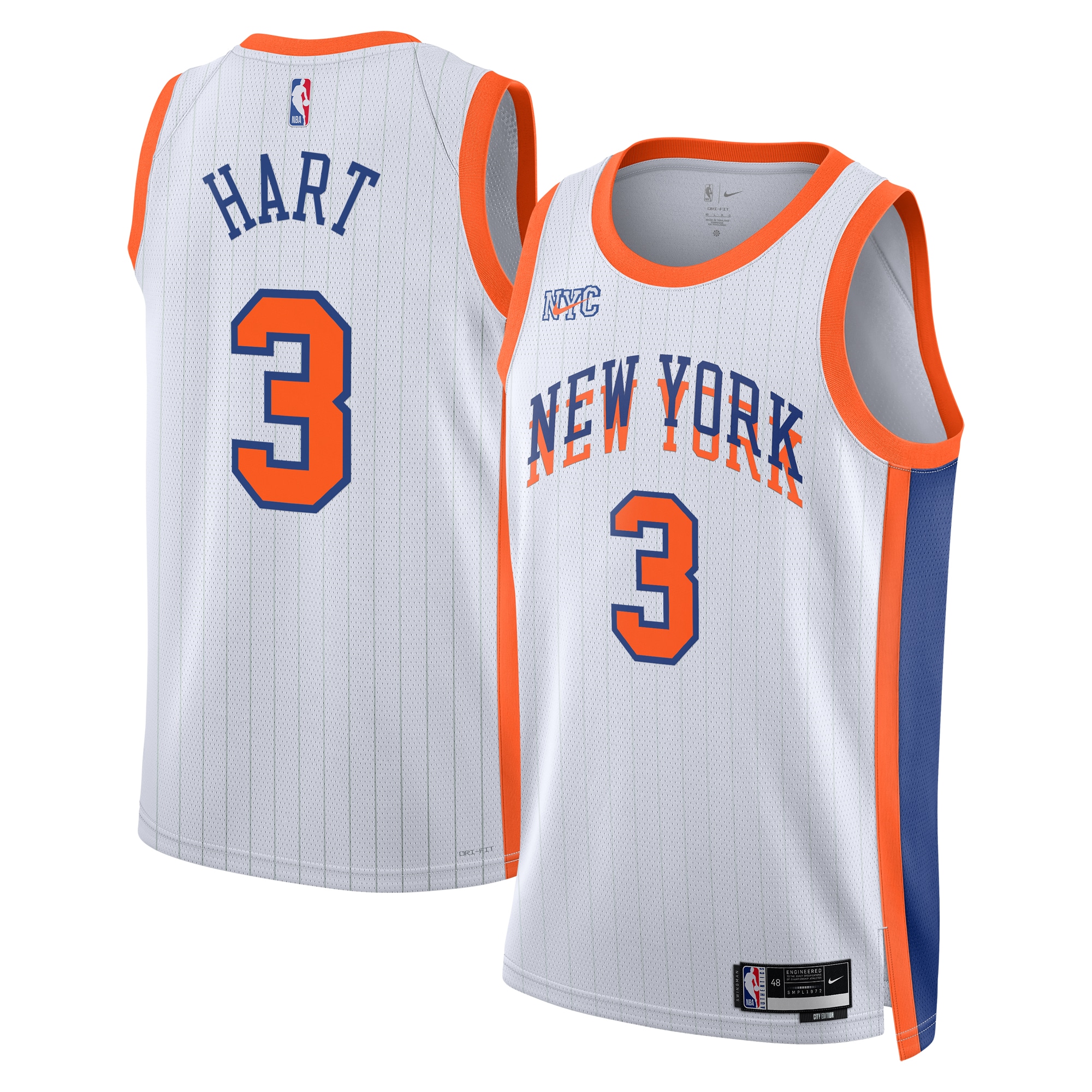 New York Knicks City Edition Swingman Basketball Jersey 2024 - White - Josh Hart - Unisex - JS161 