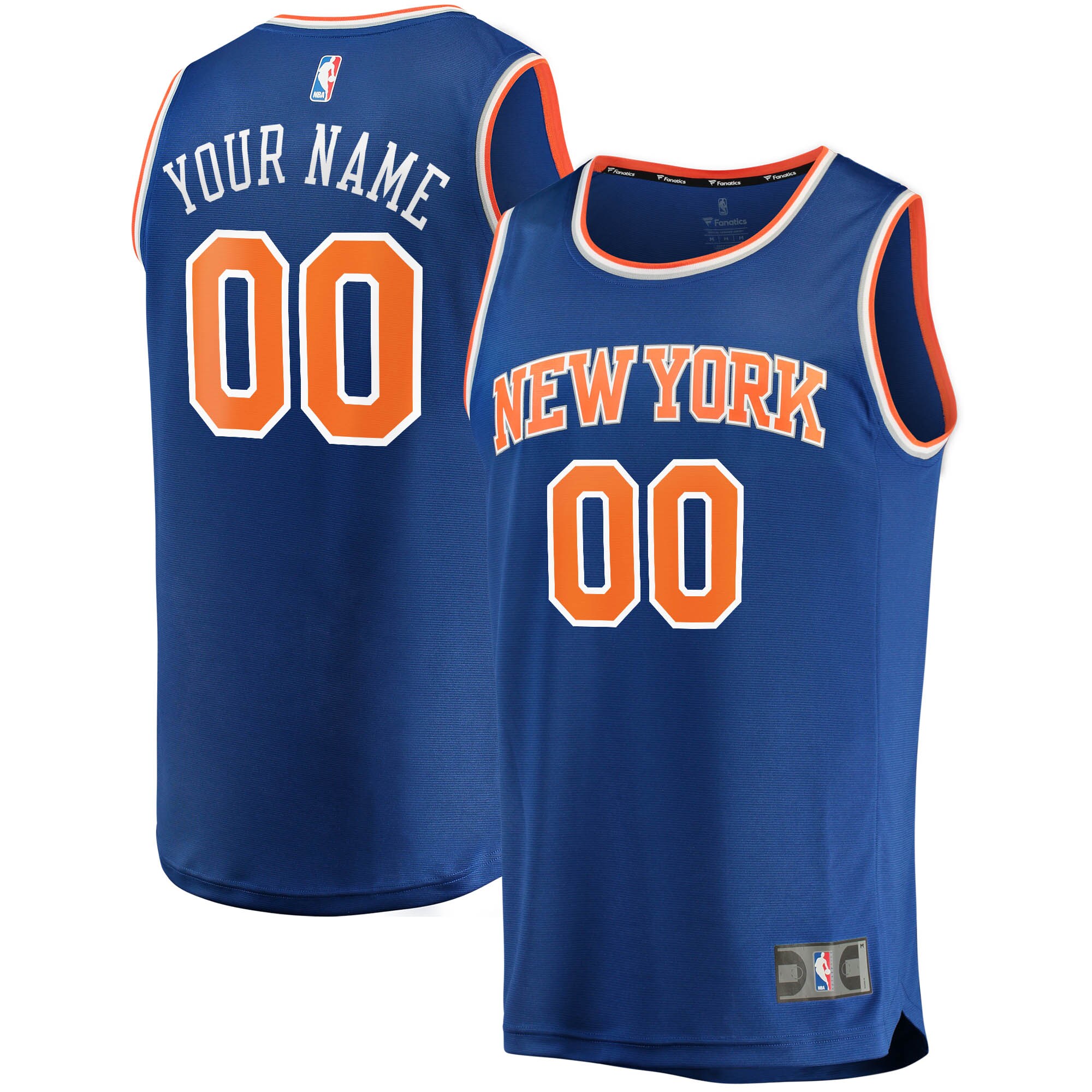 New York Knicks Fanatics Fast Break Custom Replica Basketball Jersey Blue - Icon Edition