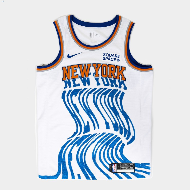 New York Knicks Garden Of Dreams Printing White Men Basketball Jersey Twisted Art - JS442 