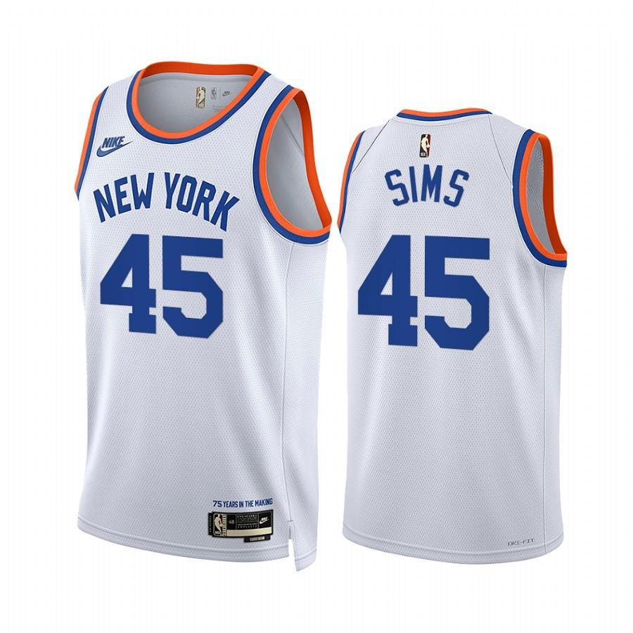 New York Knicks Jericho Sims 45 White Year Zero Classic EditionBasketball Jersey - Men Basketball Jersey - JS746 