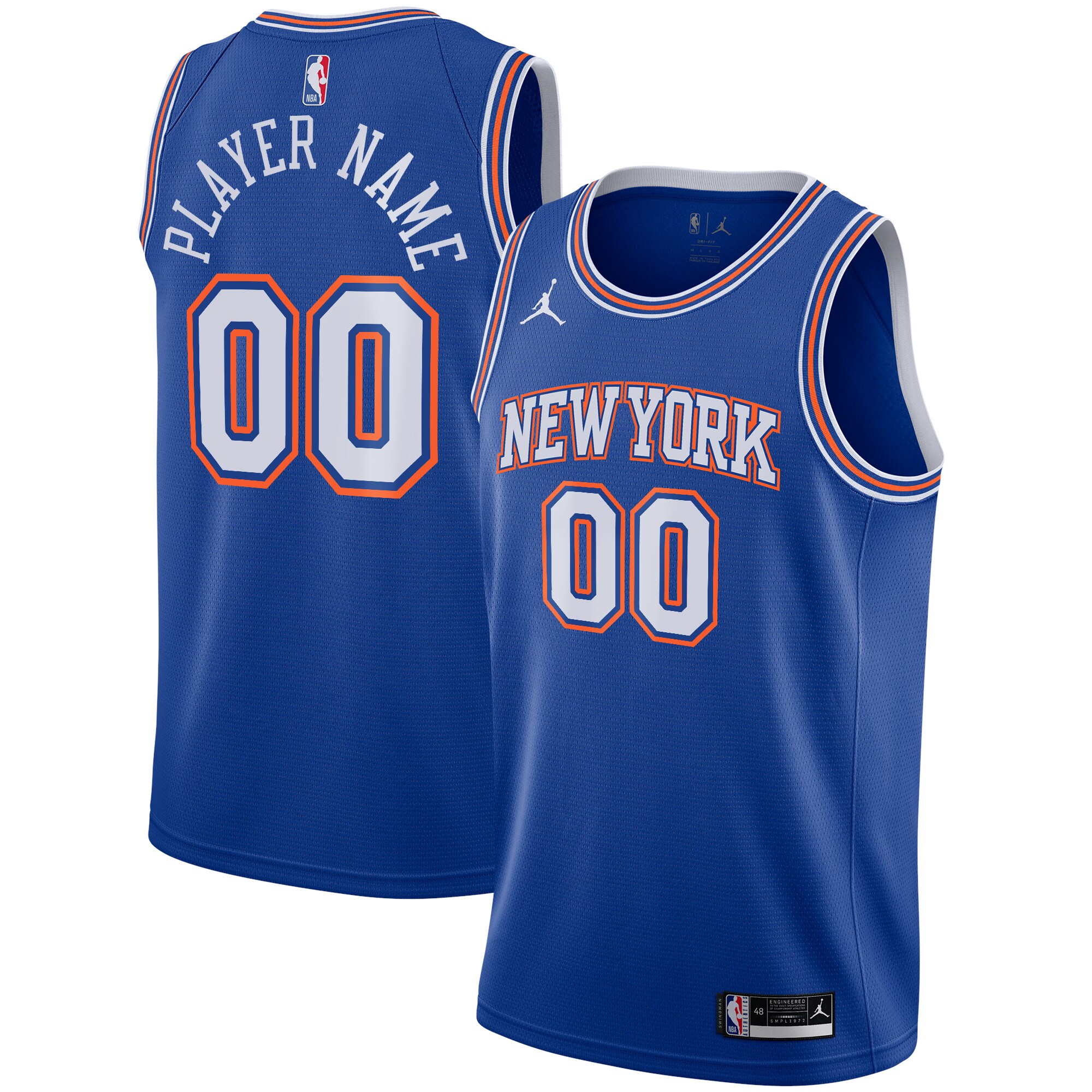 New York Knicks Jordan Brand Swingman Custom Basketball Jersey - Statement Edition - Blue