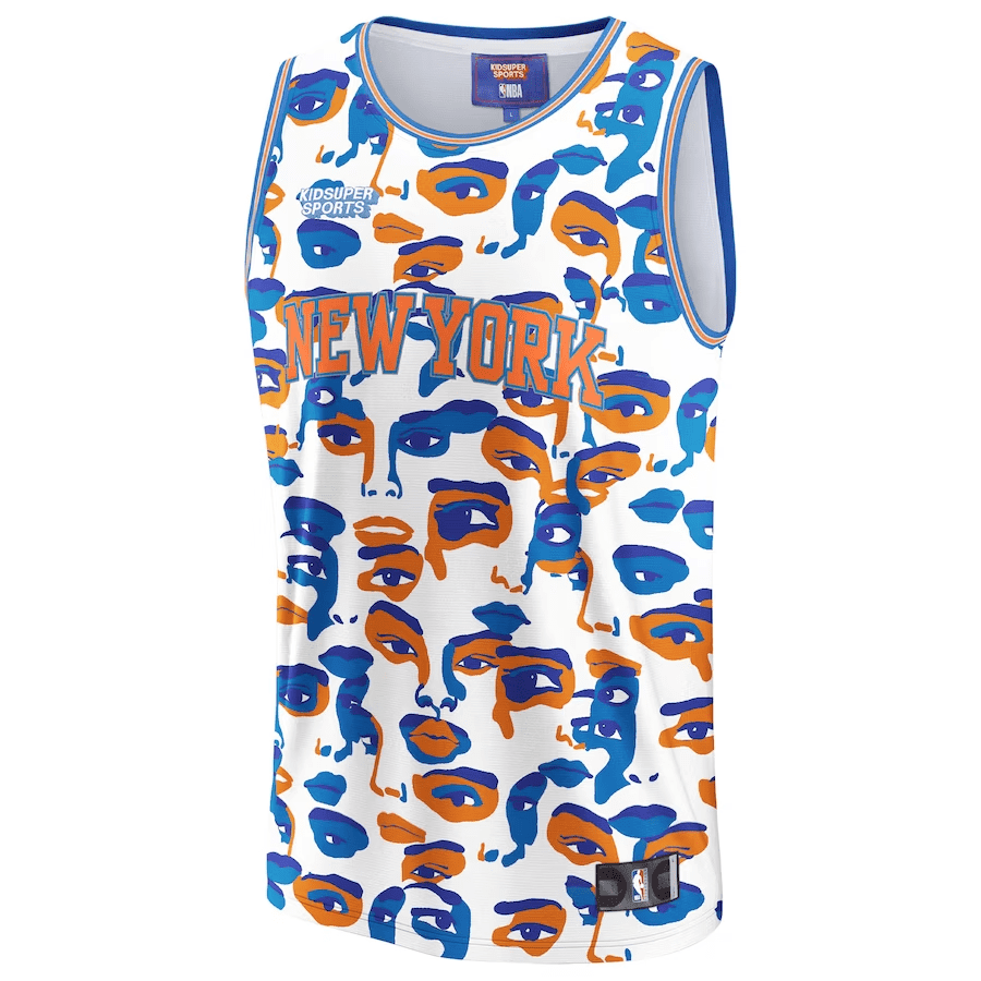Alternative view of New York Knicks NBA & KidSuper Studios Unisex Hometown Basketball Jersey - White - JS716 