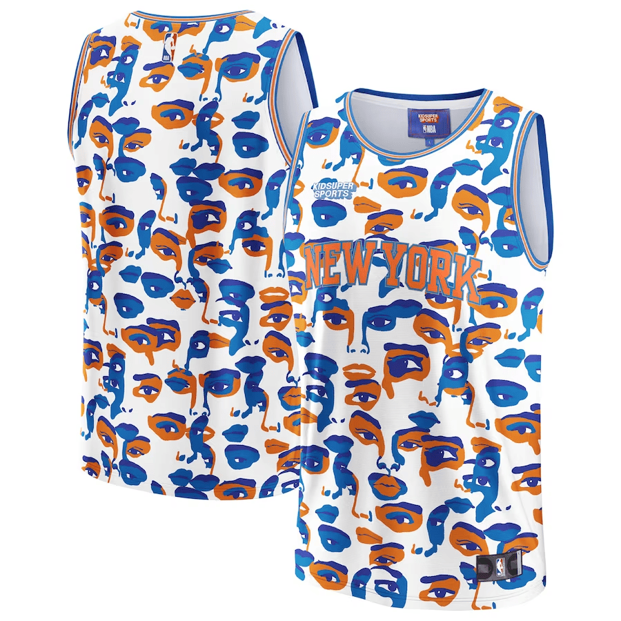 New York Knicks NBA & KidSuper Studios Unisex Hometown Basketball Jersey - White - JS716 