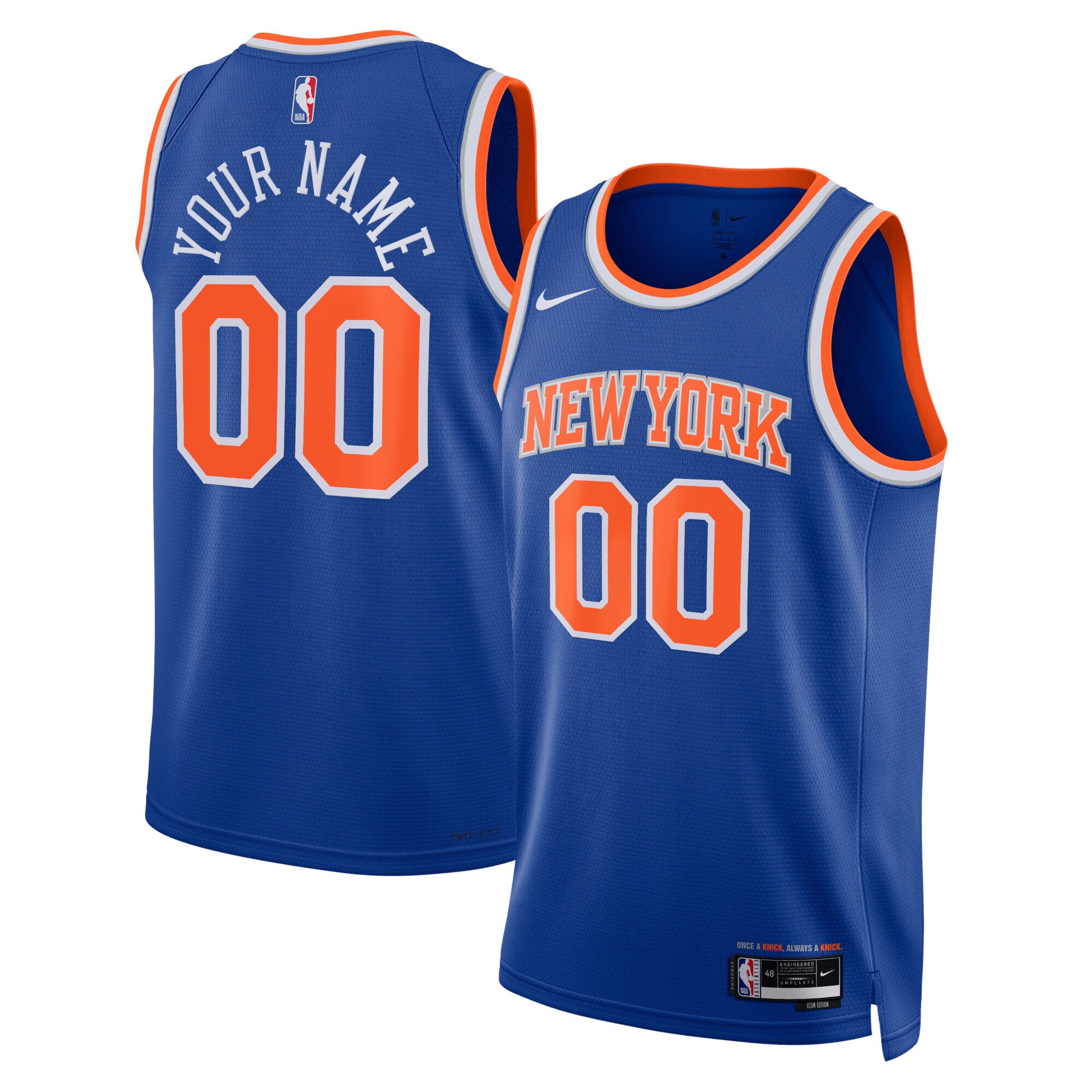 New York Knicks Unisex Swingman Custom Basketball Jersey Blue - Icon Edition