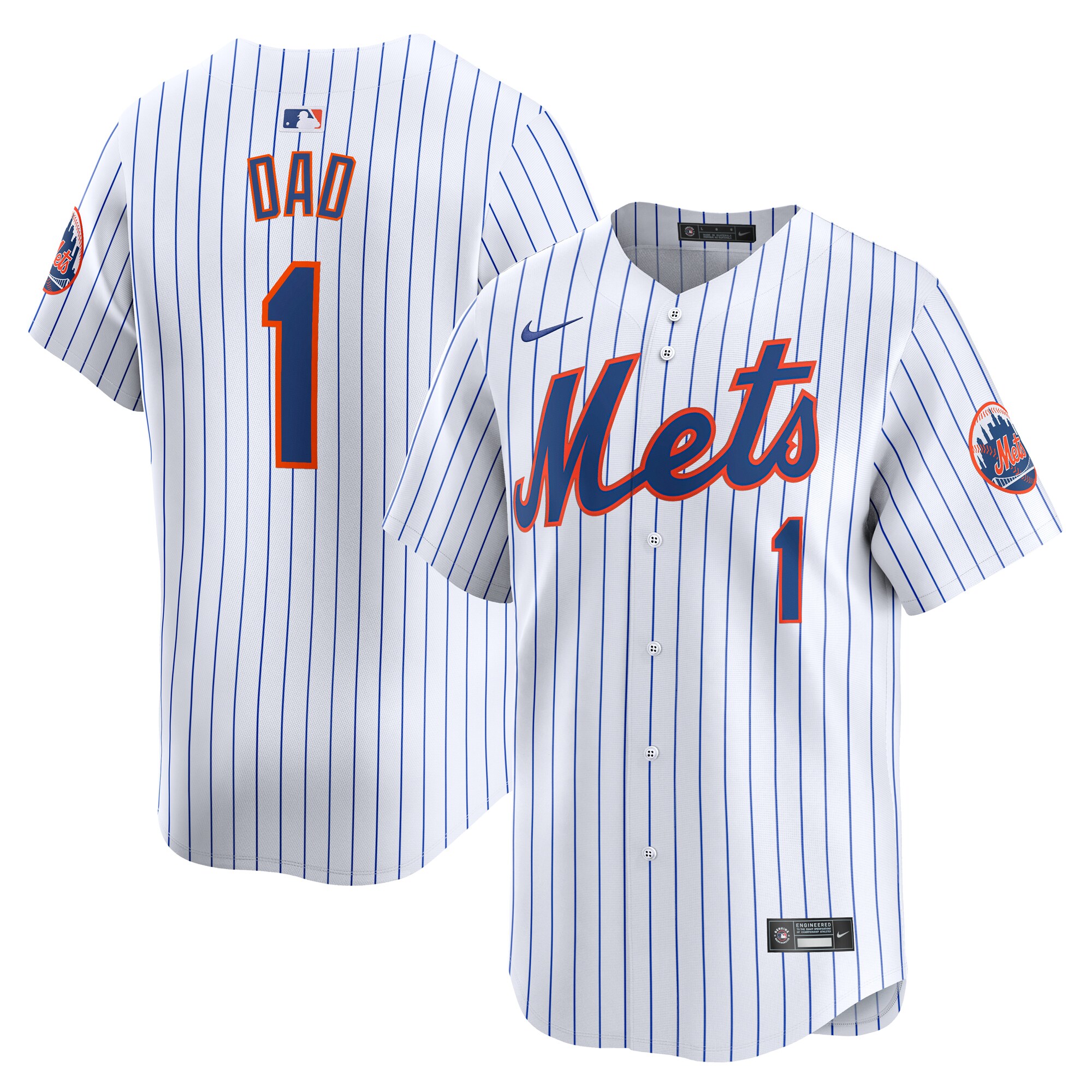 New York Mets #1 Dad Home Limited Baseball Jersey - White