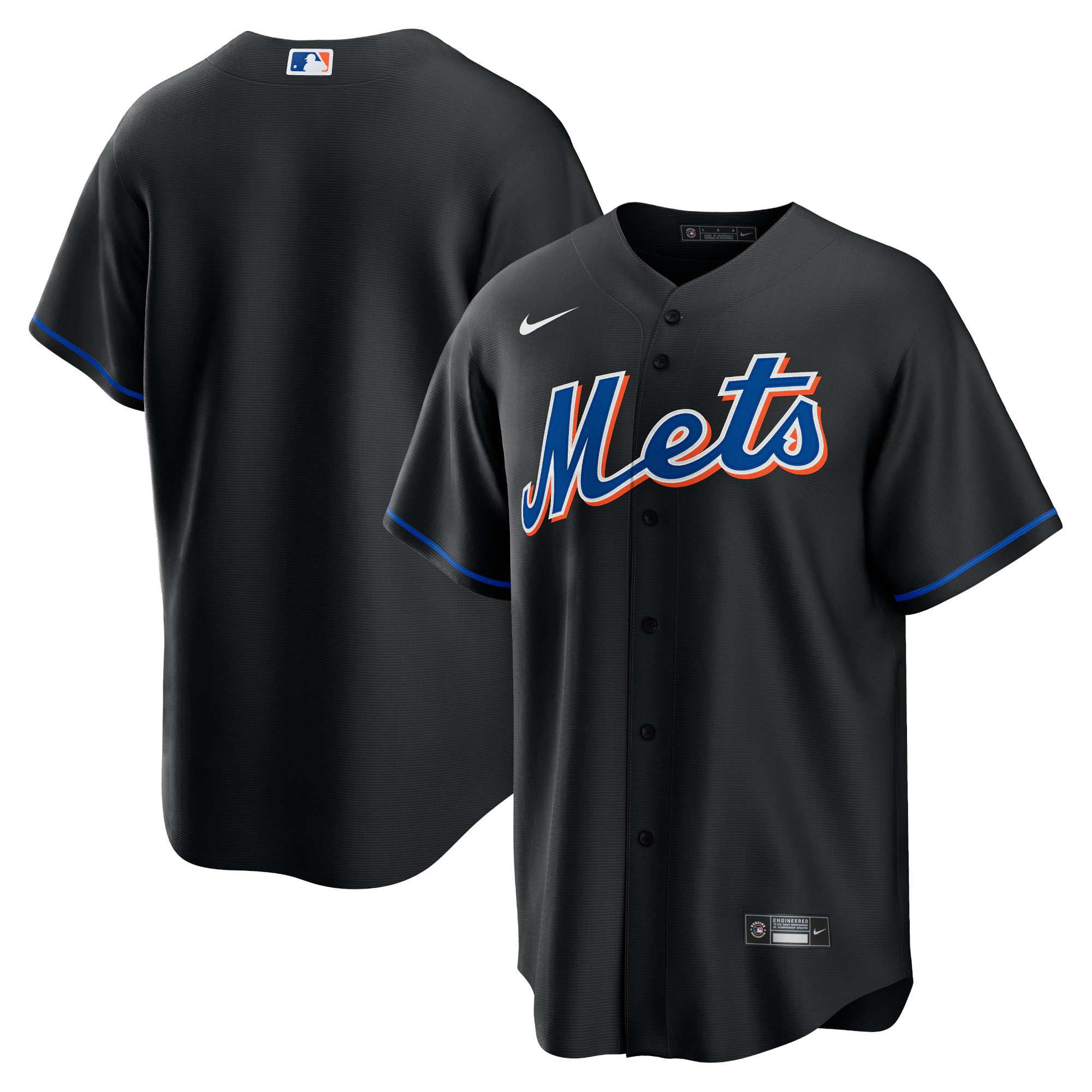 Alternative view of New York Mets 2022 Alternate Replica Team Baseball Jersey – Black