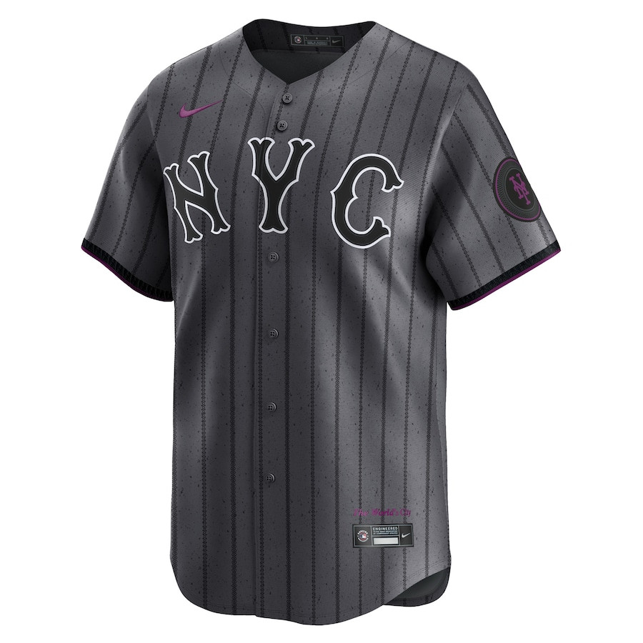 Alternative view of New York Mets 2024 City Connect Limited Men Baseball Jersey - Graphite 