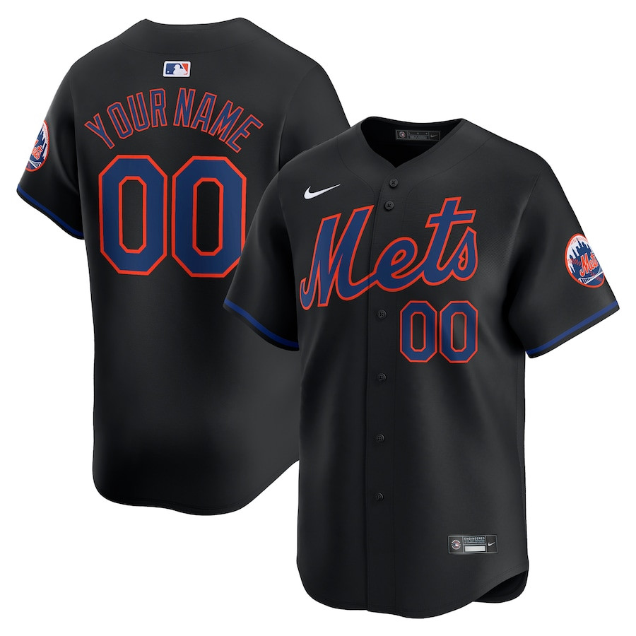 New York Mets Alternate Limited Custom Men Baseball Jersey - Black 