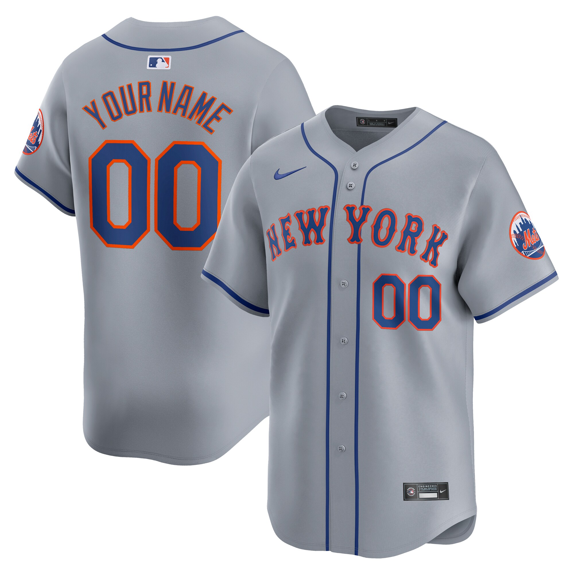 New York Mets Away Limited Custom Baseball Jersey - Gray