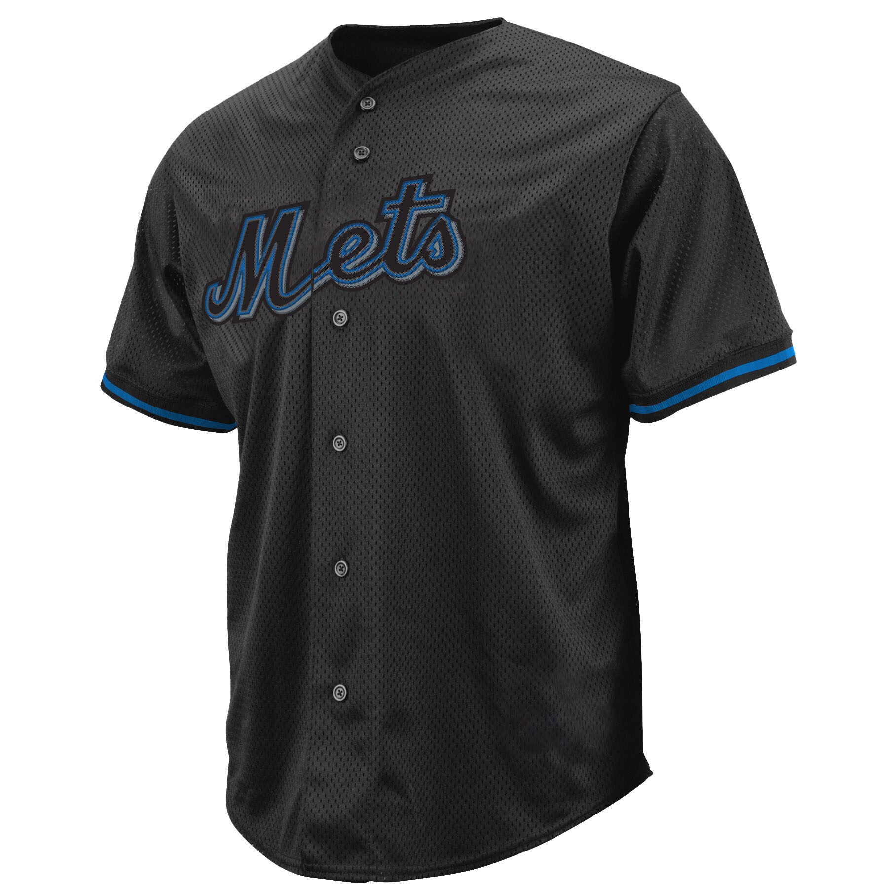 Alternative view of New York Mets Big & Tall Pop Fashion Baseball Jersey - Black