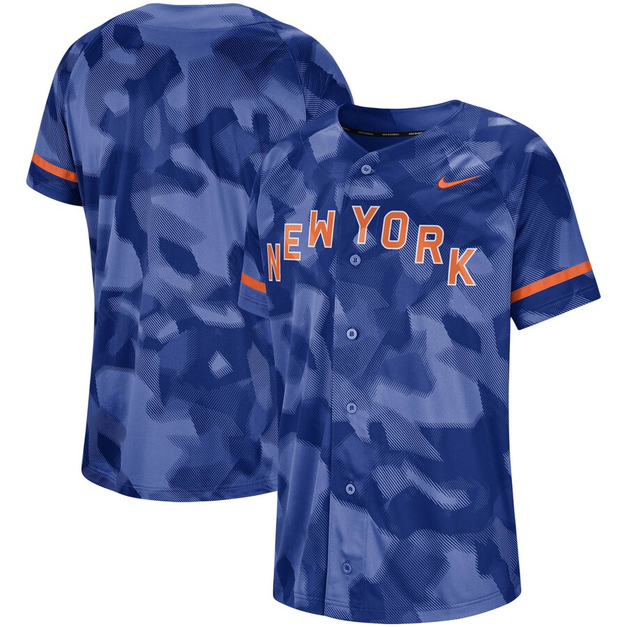 New York Mets Camo Baseball Jersey - Royal