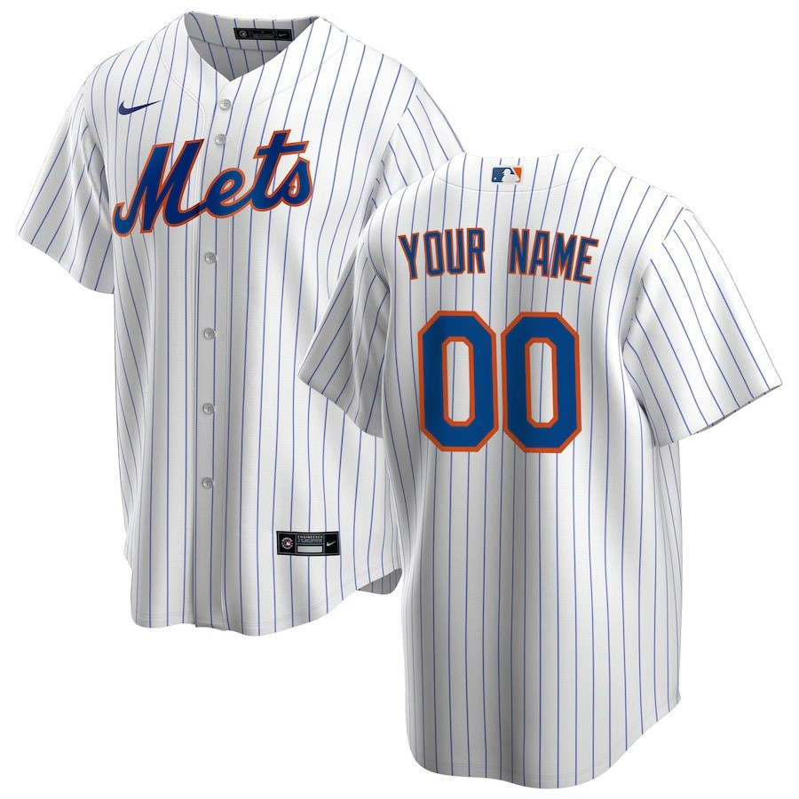 New York Mets Home Custom Men Baseball Jersey - White 