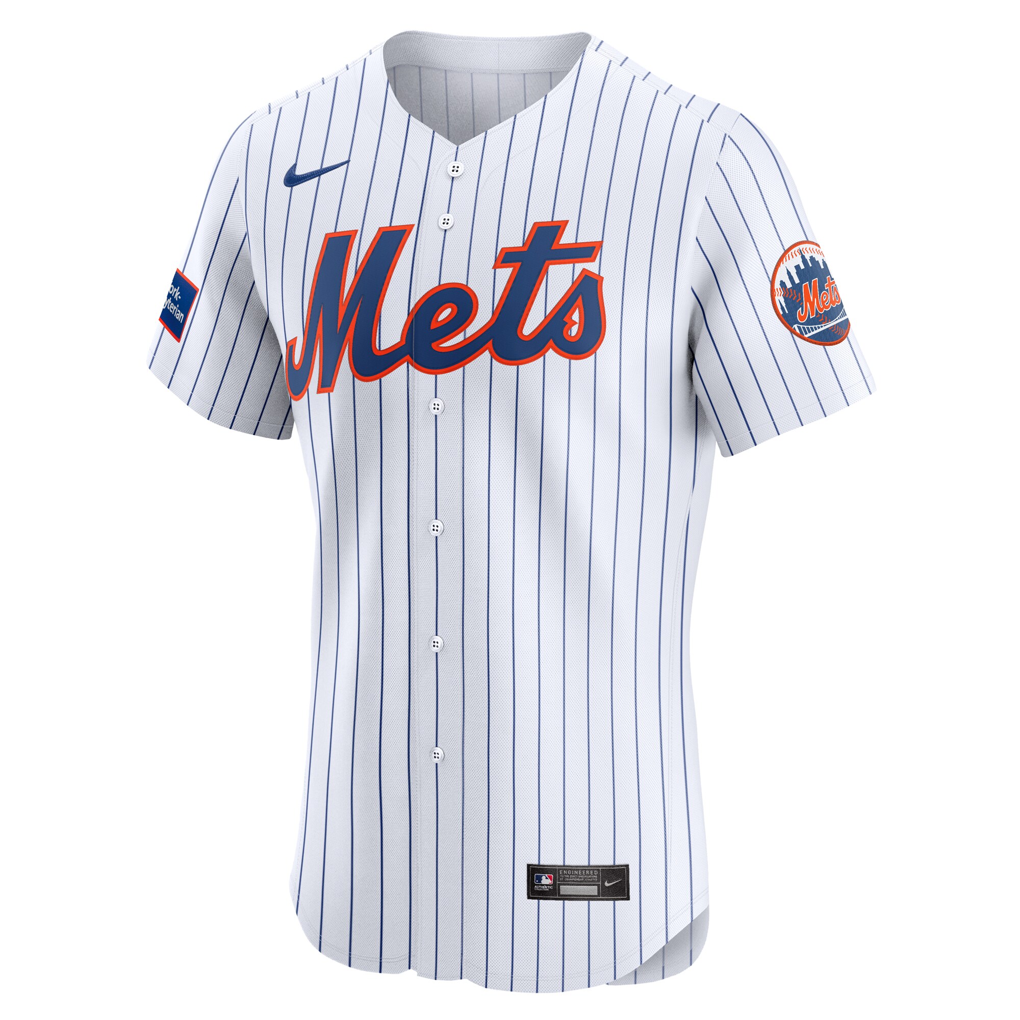 Alternative view of New York Mets Home Elite Patch Baseball Jersey - White
