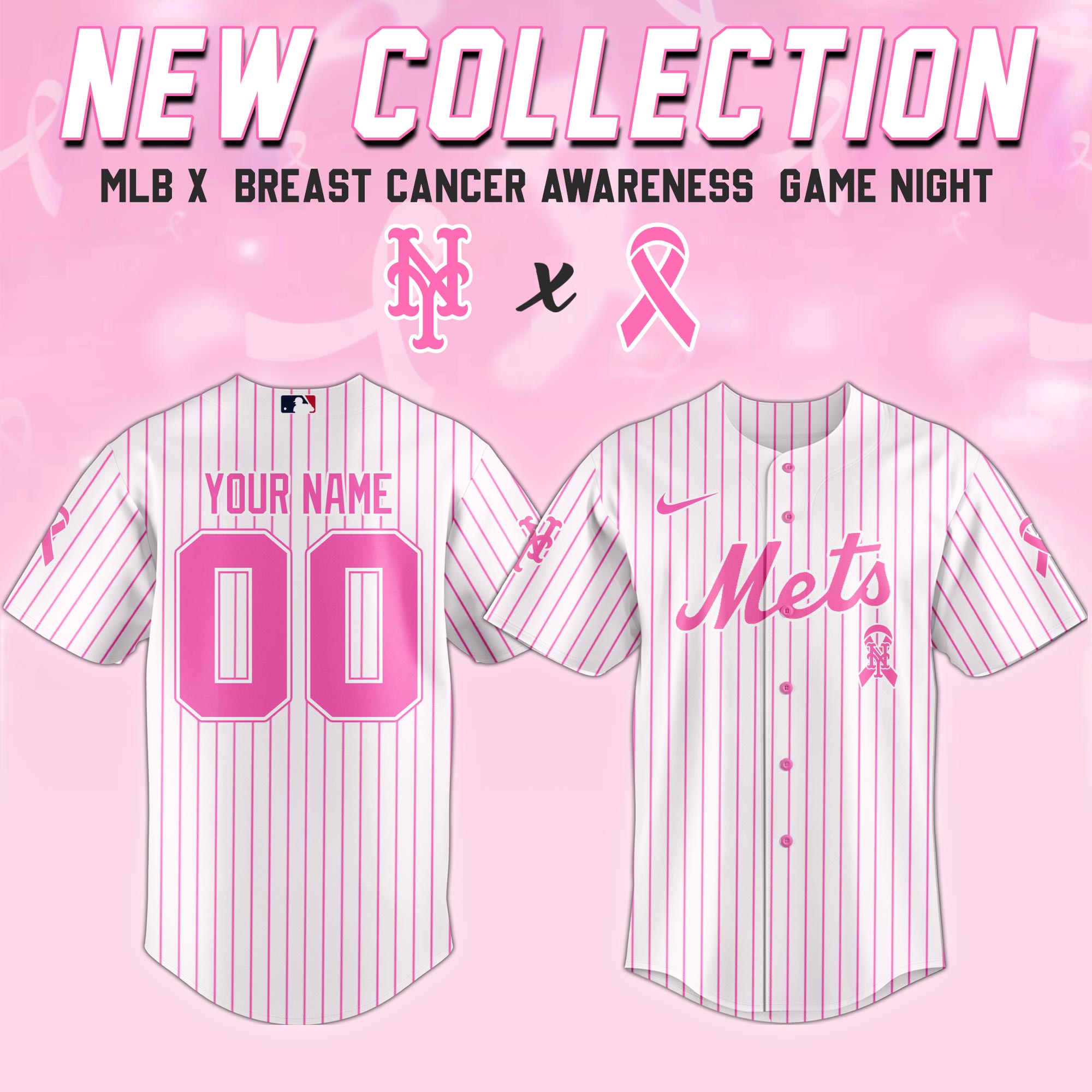 New York Mets Mlb X Breast Cancer Awareness Month United In Pink Custom Baseball Jersey