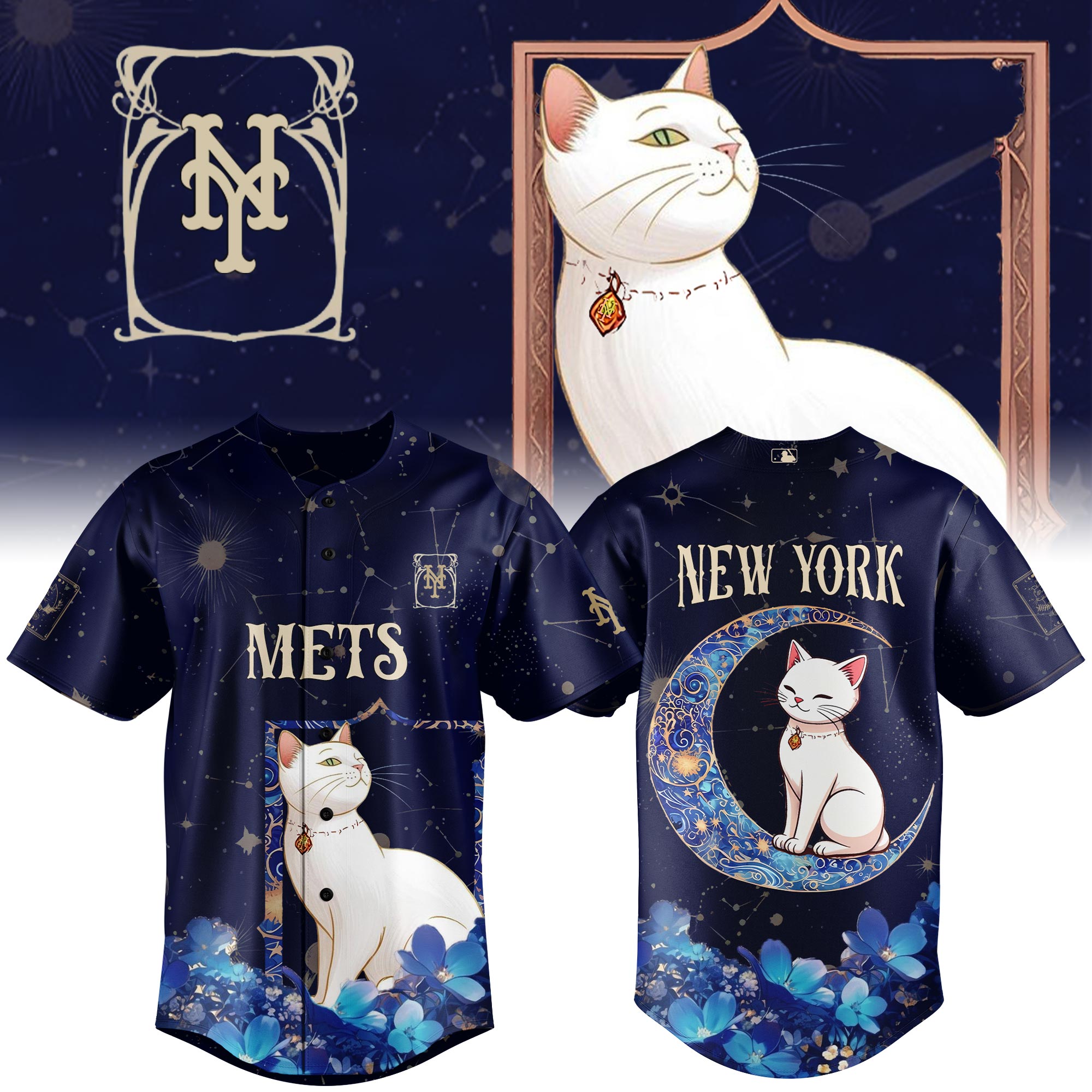New York Mets Mlb X Cat Tarot Custom Baseball Jersey