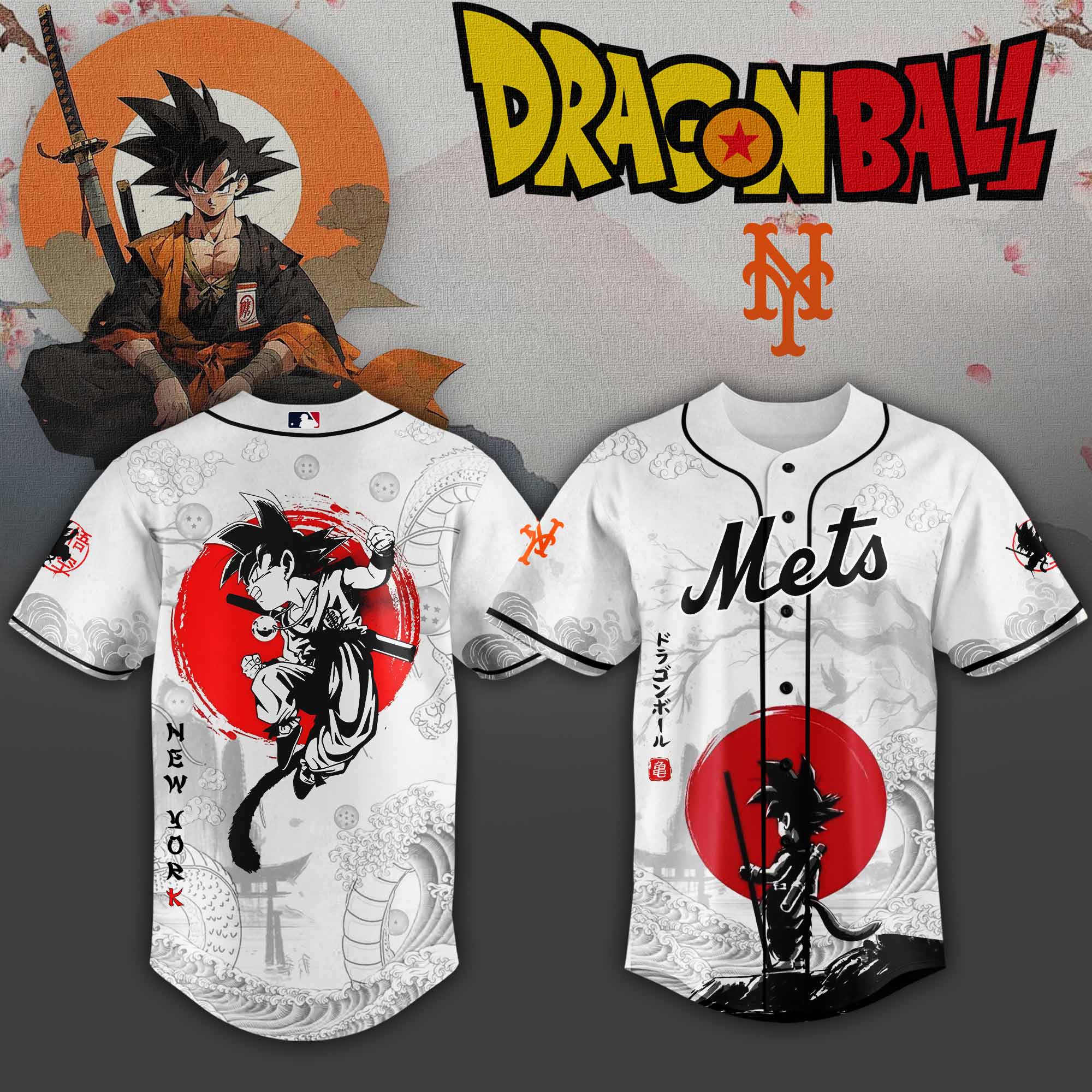 New York Mets Mlb X Dragon Ball Super Saiyan Custom Baseball Jersey Collection