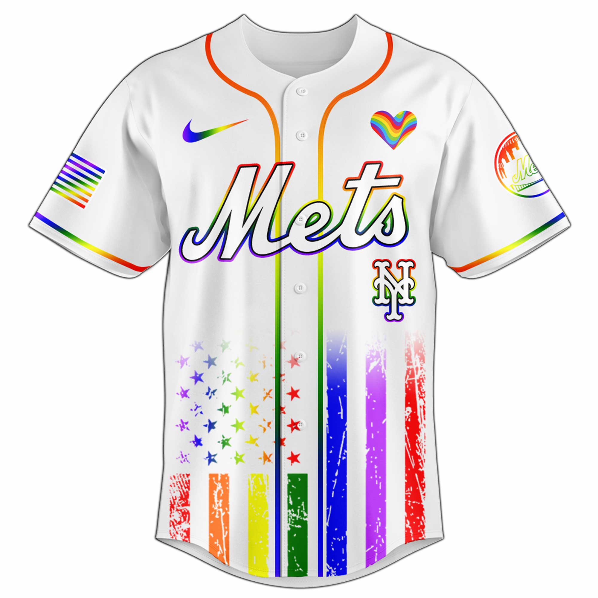 Alternative view of New York Mets Mlb X Happy Pride Month Limited Edition Custom Baseball Jersey 2025