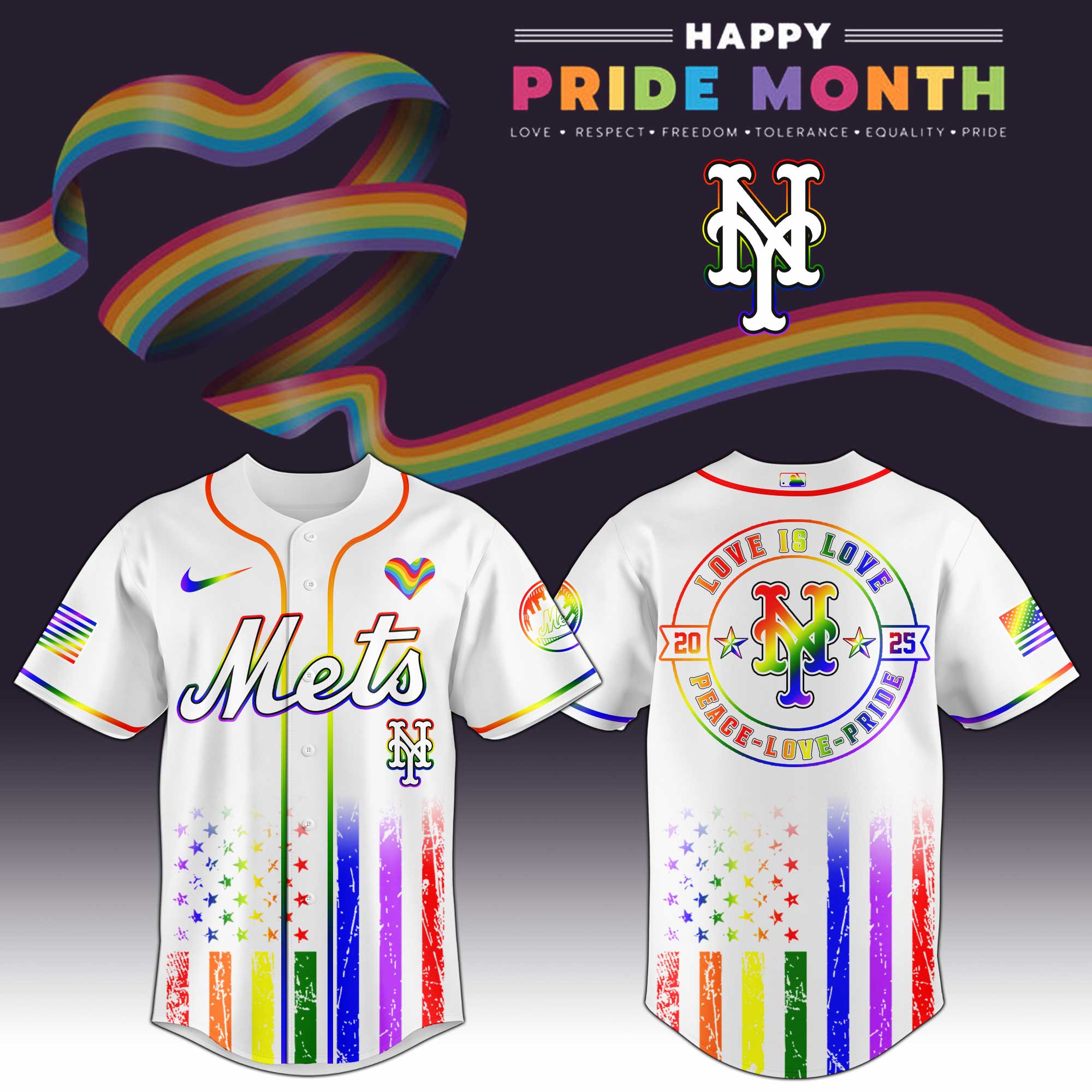 New York Mets Mlb X Happy Pride Month Limited Edition Custom Baseball Jersey 2025