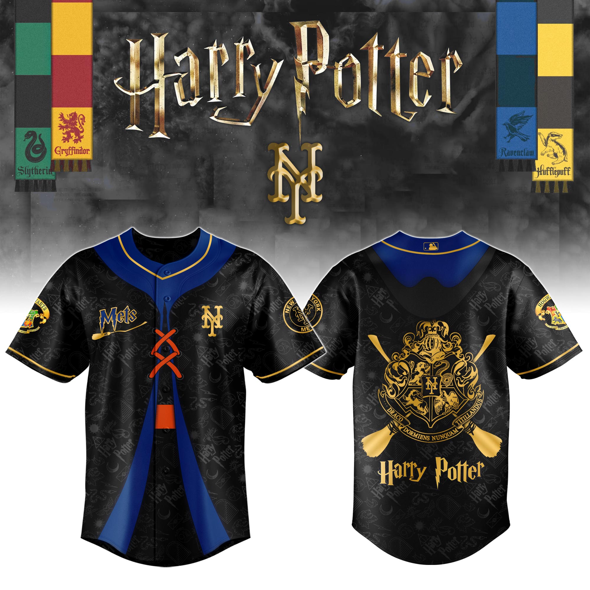 New York Mets Mlb X Harry Potter Night Custom Baseball Jersey
