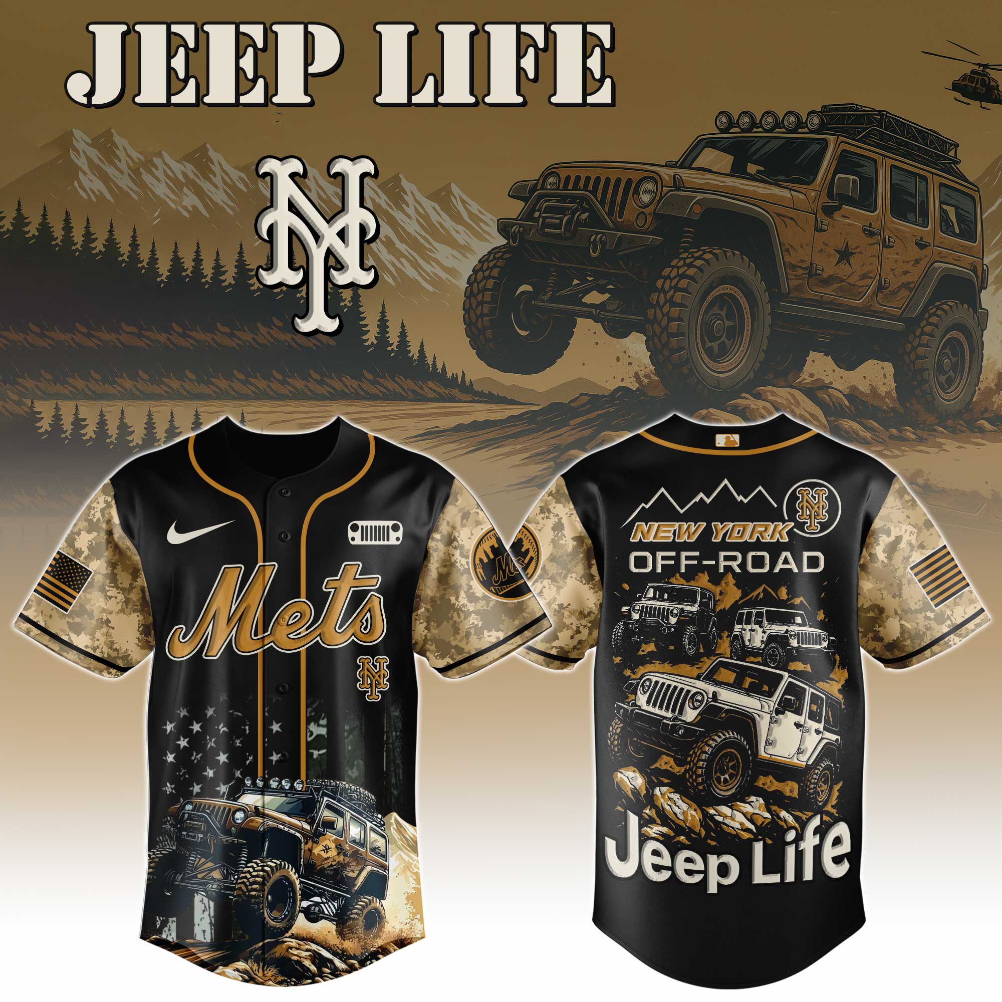 New York Mets Mlb X Jeep Life Custom Baseball Jersey