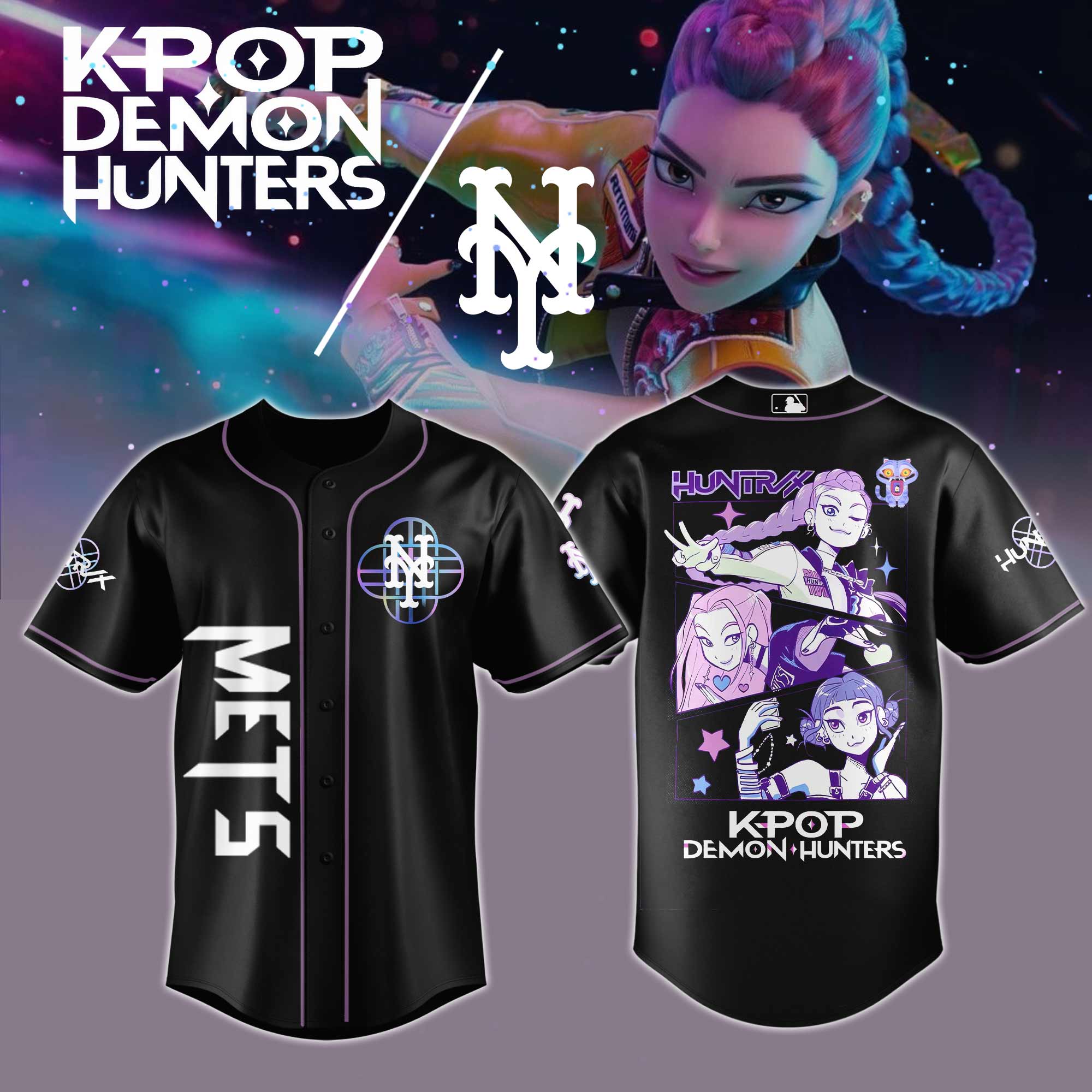 New York Mets Mlb X Kpop Demon Hunters Custom Baseball Jersey
